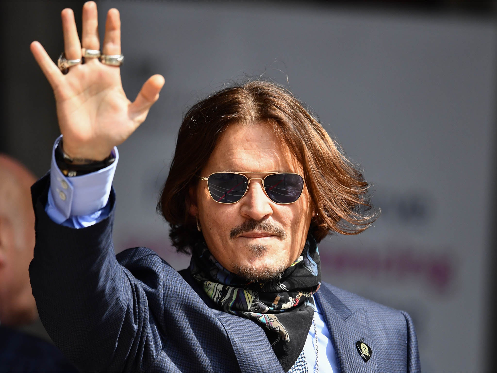 Johnny Depp arrives at the Royal Courts of Justice on July 24, 2020 at the trial suing News Group Newspapers and Sun Executive Editor Dan Wootton