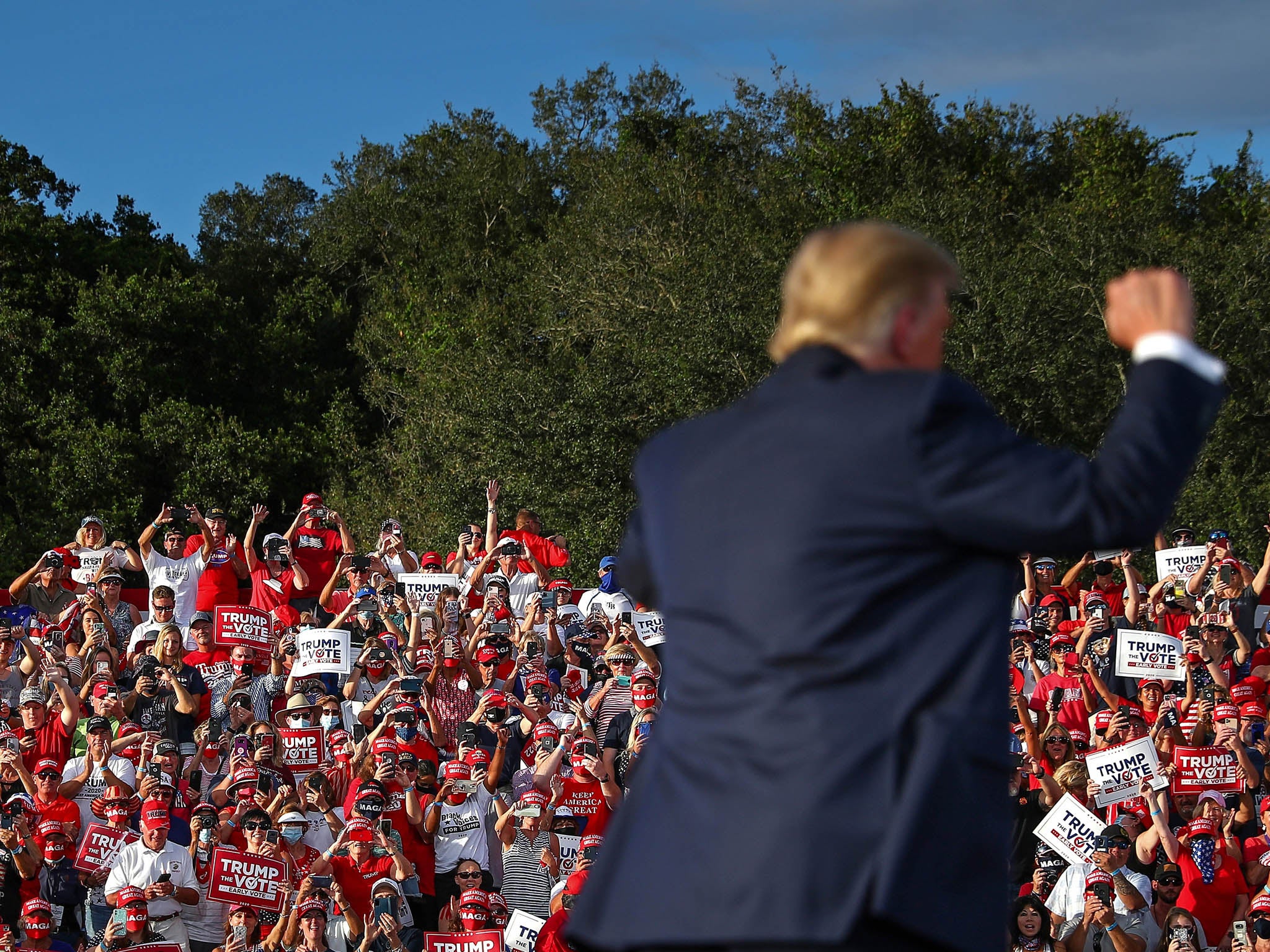 Donald Trump holding a campaign rally at The Villages Polo Club in The Villages, Florida