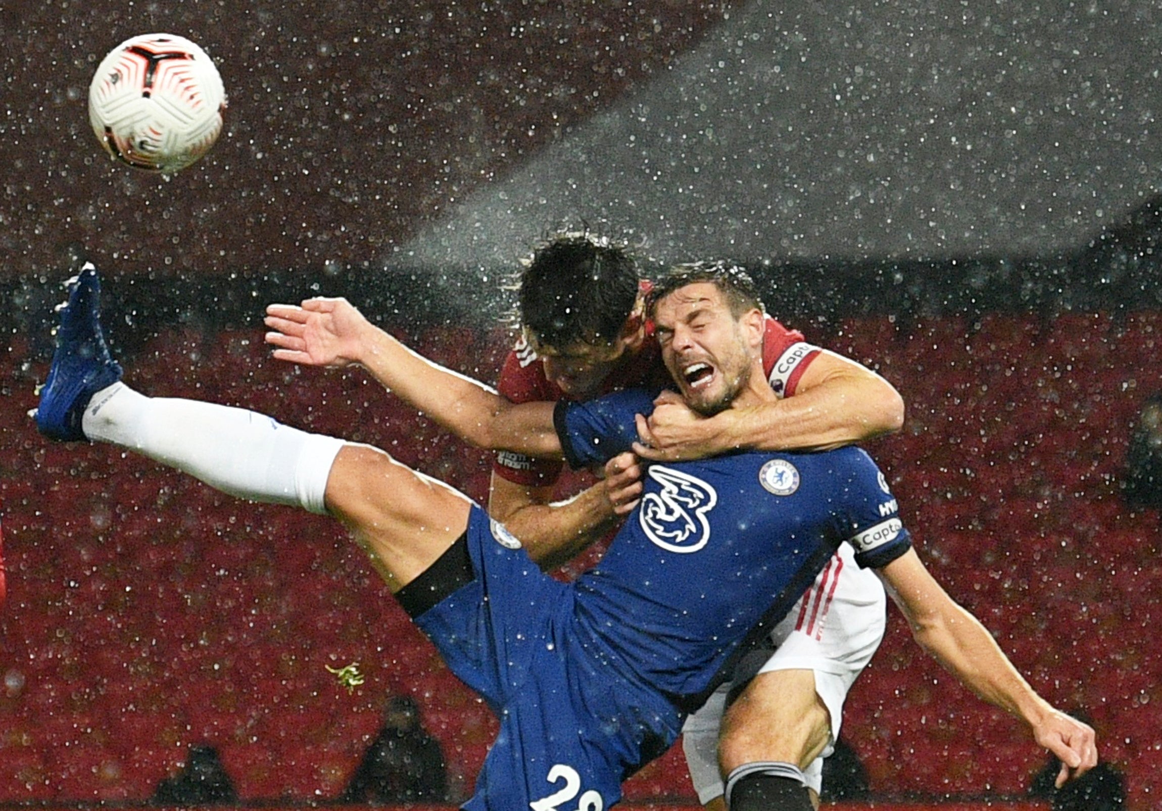 Harry Maguire escaped punishment for a challenge in the penalty box on Cesar Azpilicueta