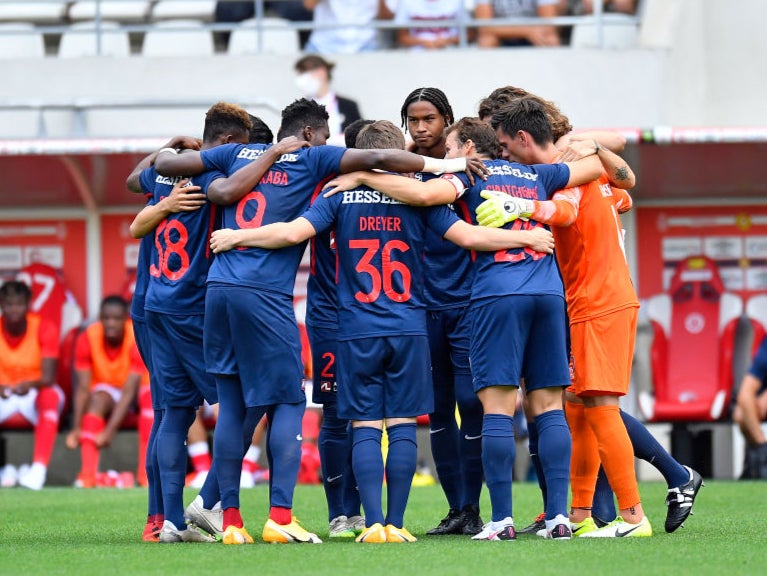 FC Midtjylland huddle before the game