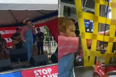 Borat star says ‘very angry’ protesters stormed stage at chaotic rally