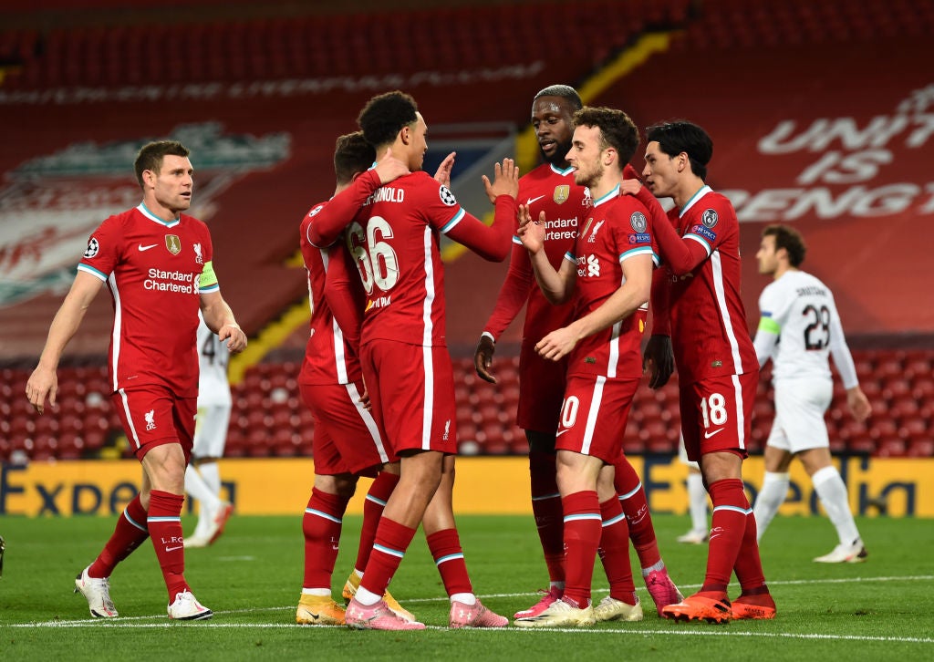 Liverpool celebrate scoring