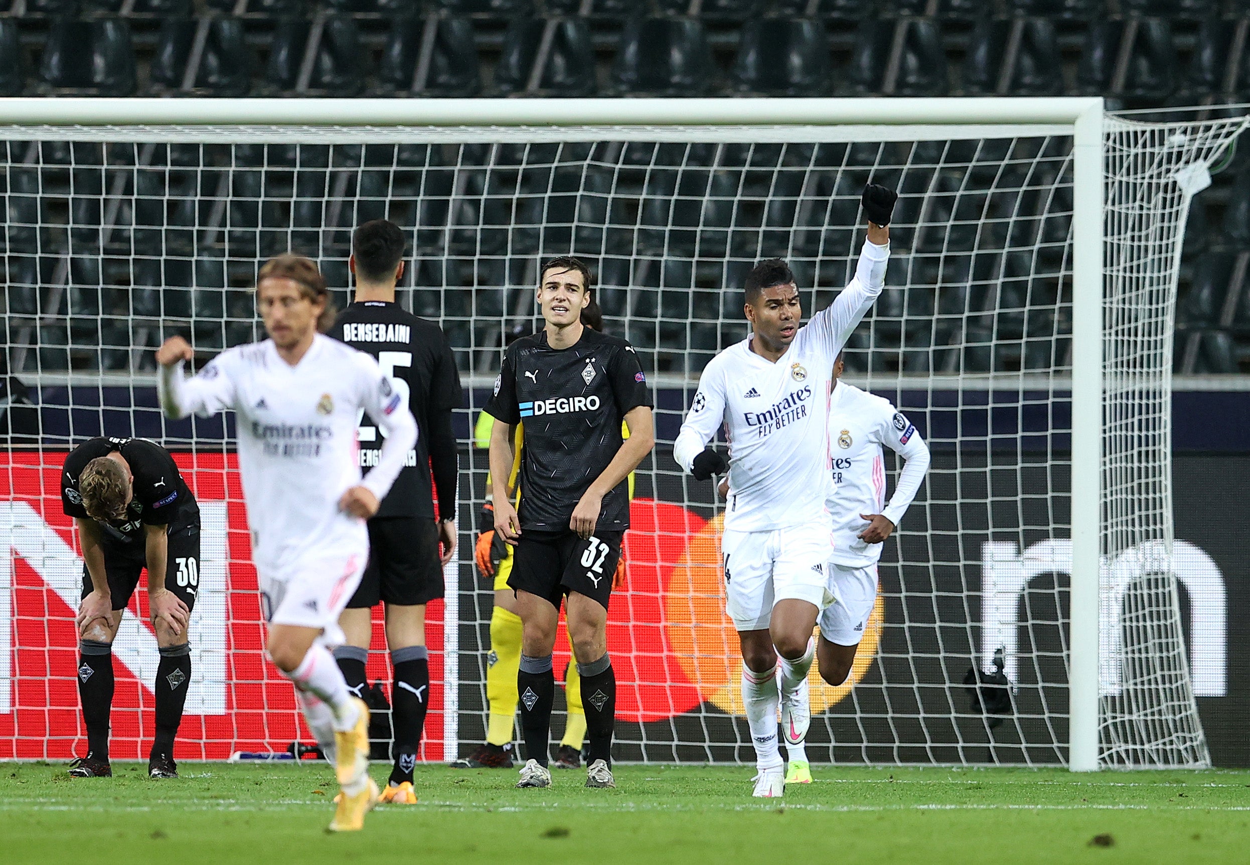 Casemiro celebrates after scoring for Madrid