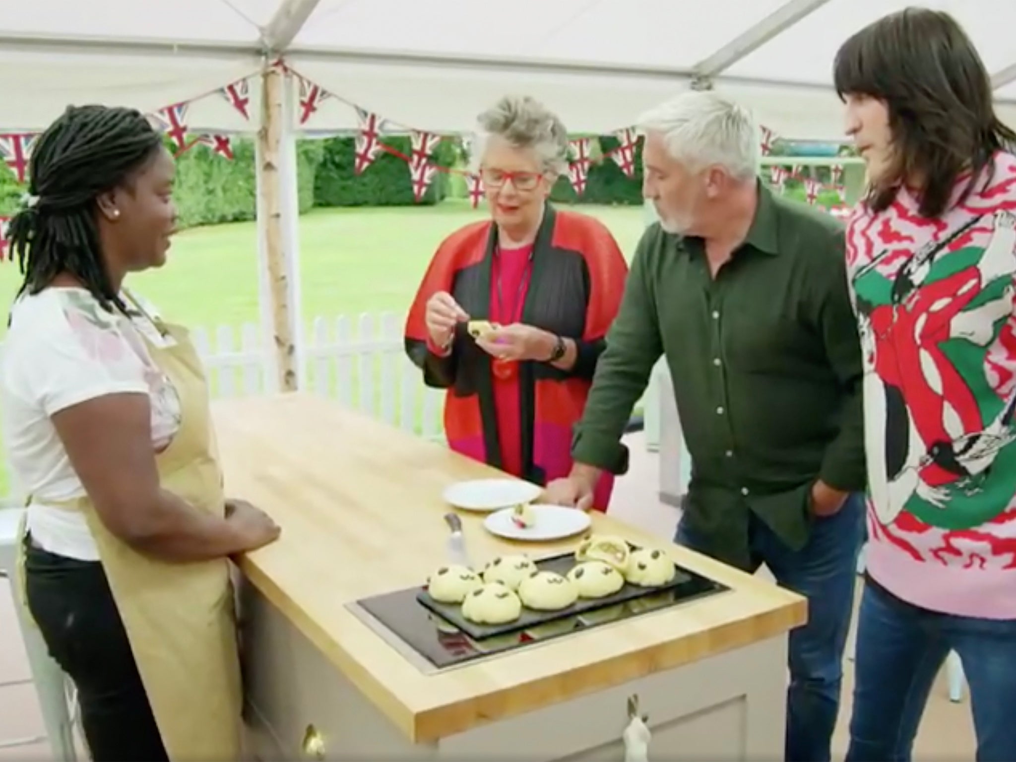 Hermine serves her panda-decorated Japanese buns on ‘Bake-Off'