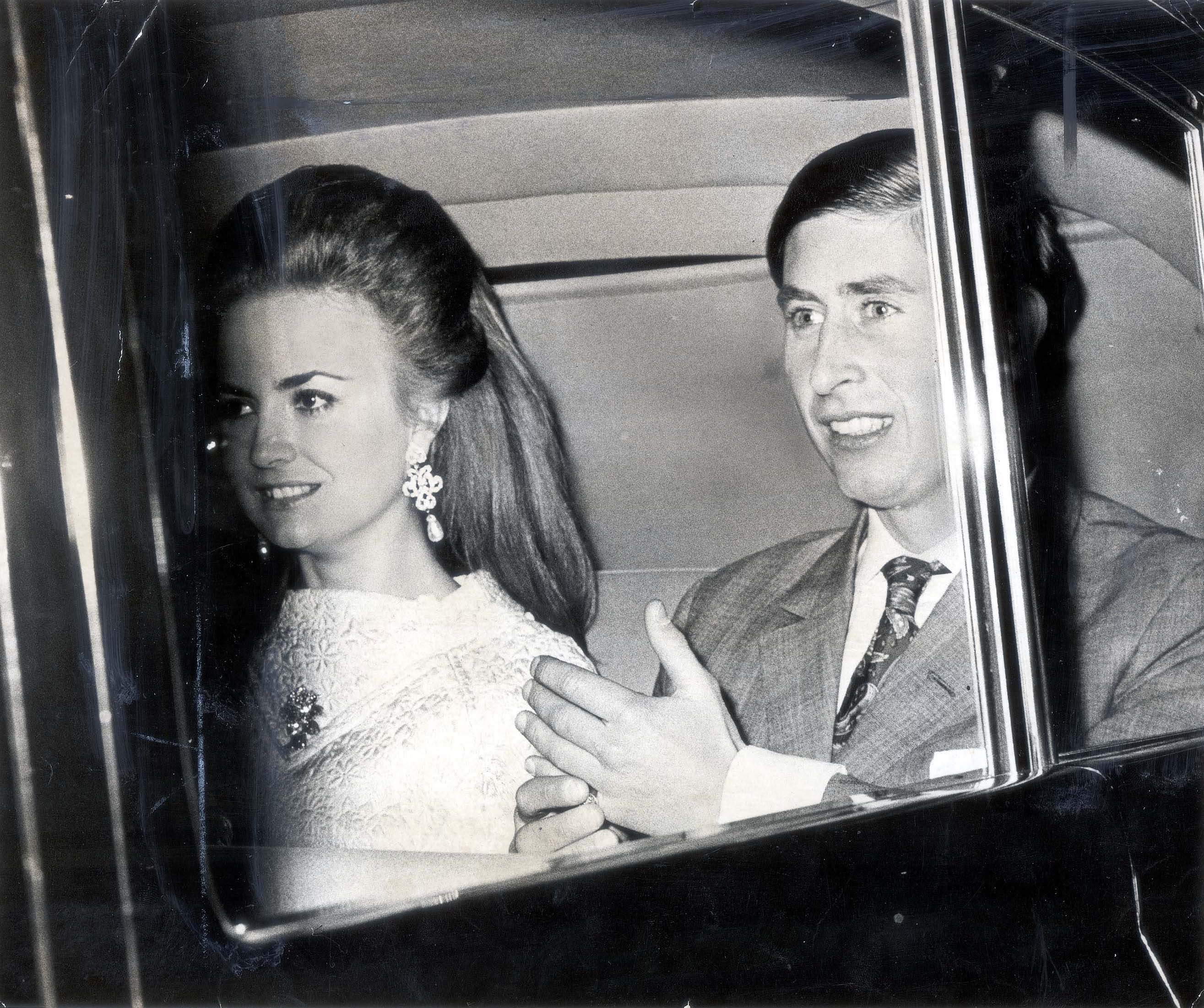 Prince Charles Pictured With Lucia Santa Cruz Leaving The Fortune Theatre Drury Lane in 1970