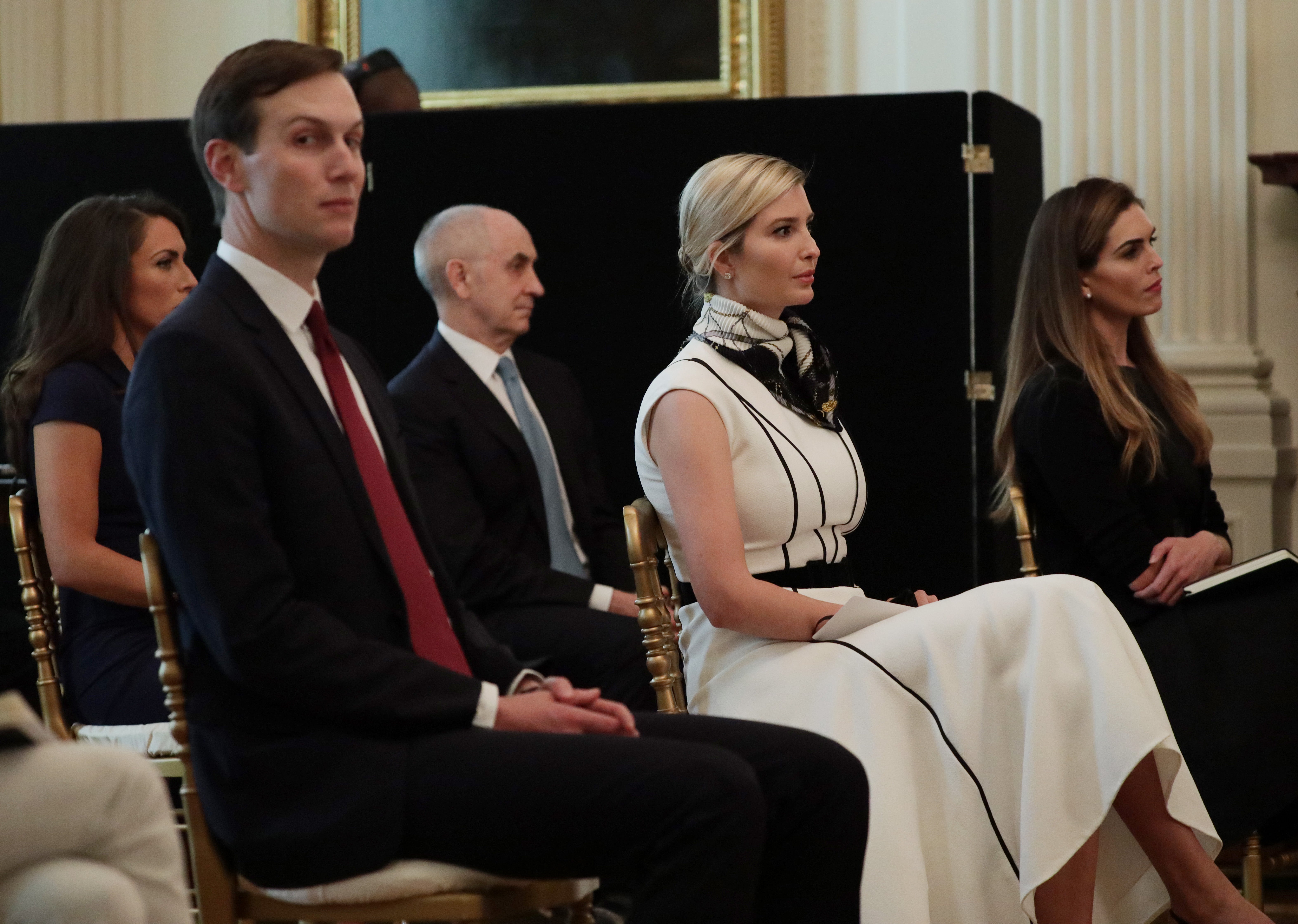 Ivanka Trump and Jared Kushner at the White House with Hope Hicks