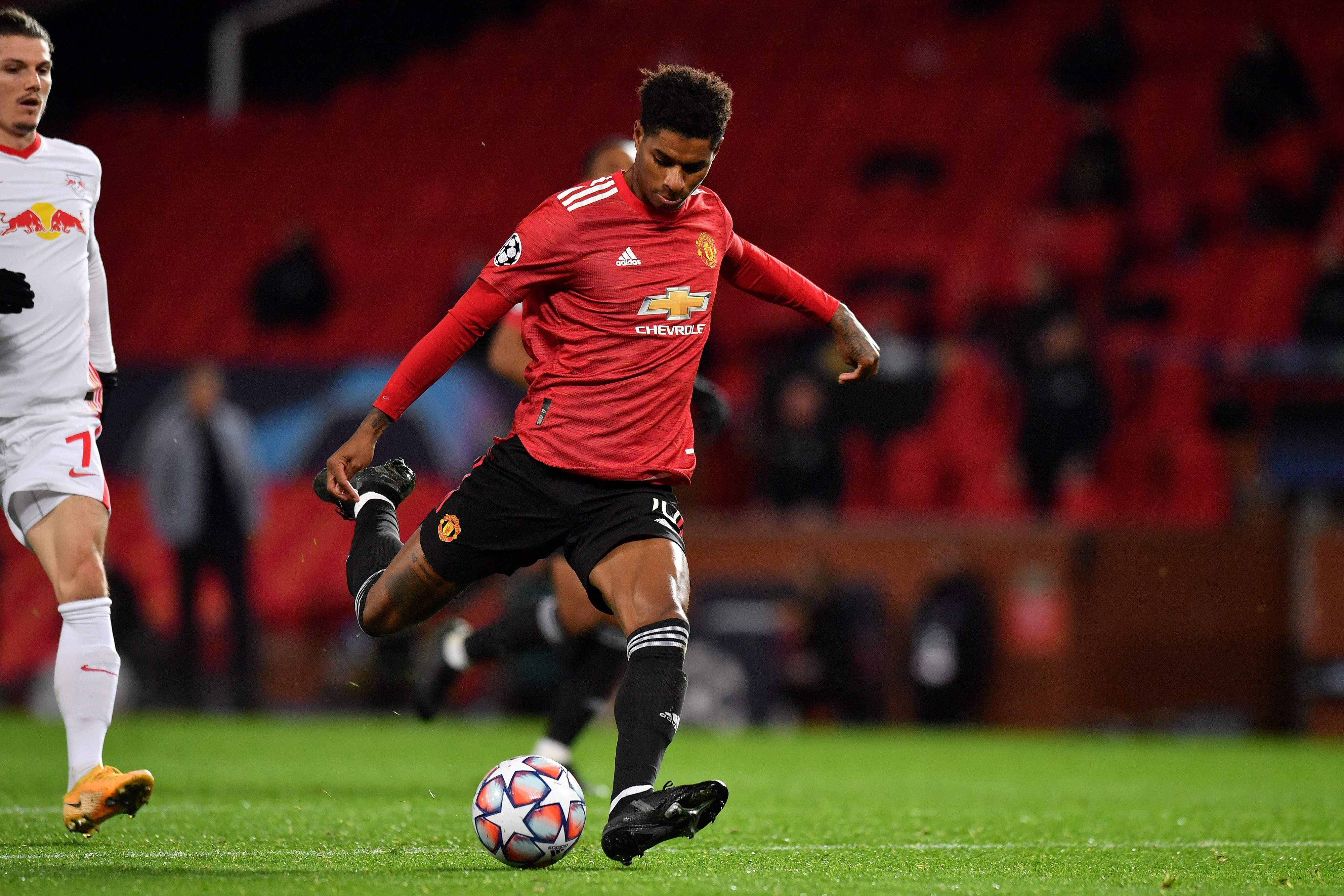 Marcus Rashford came off the bench to score three times in Manchester United’s win over RB Leipzig