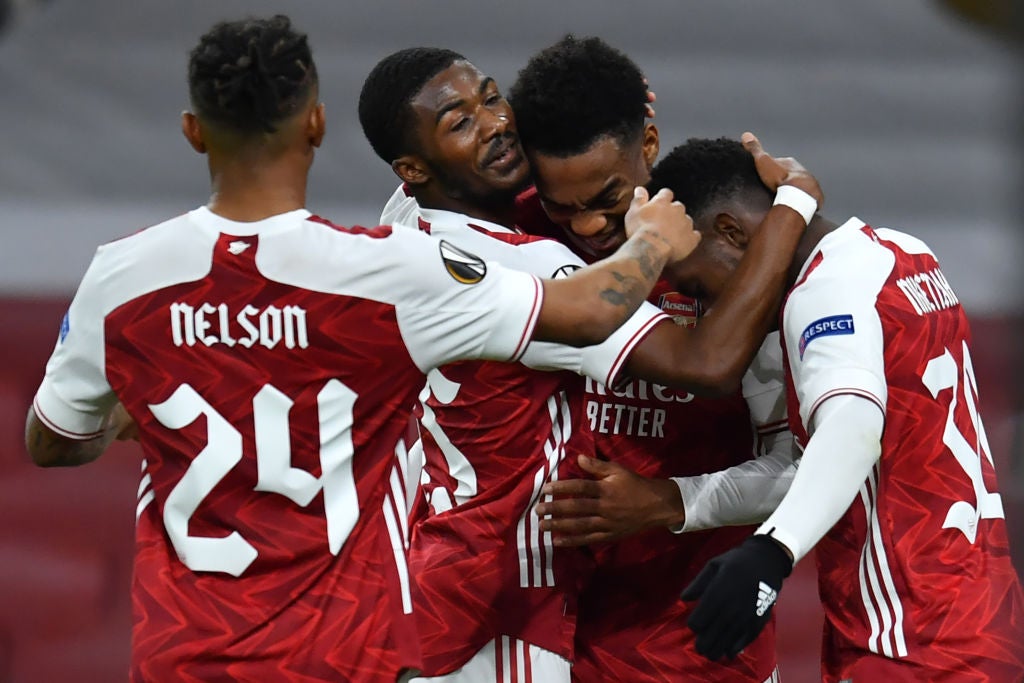 Willock celebrates his goal vs Dundalk