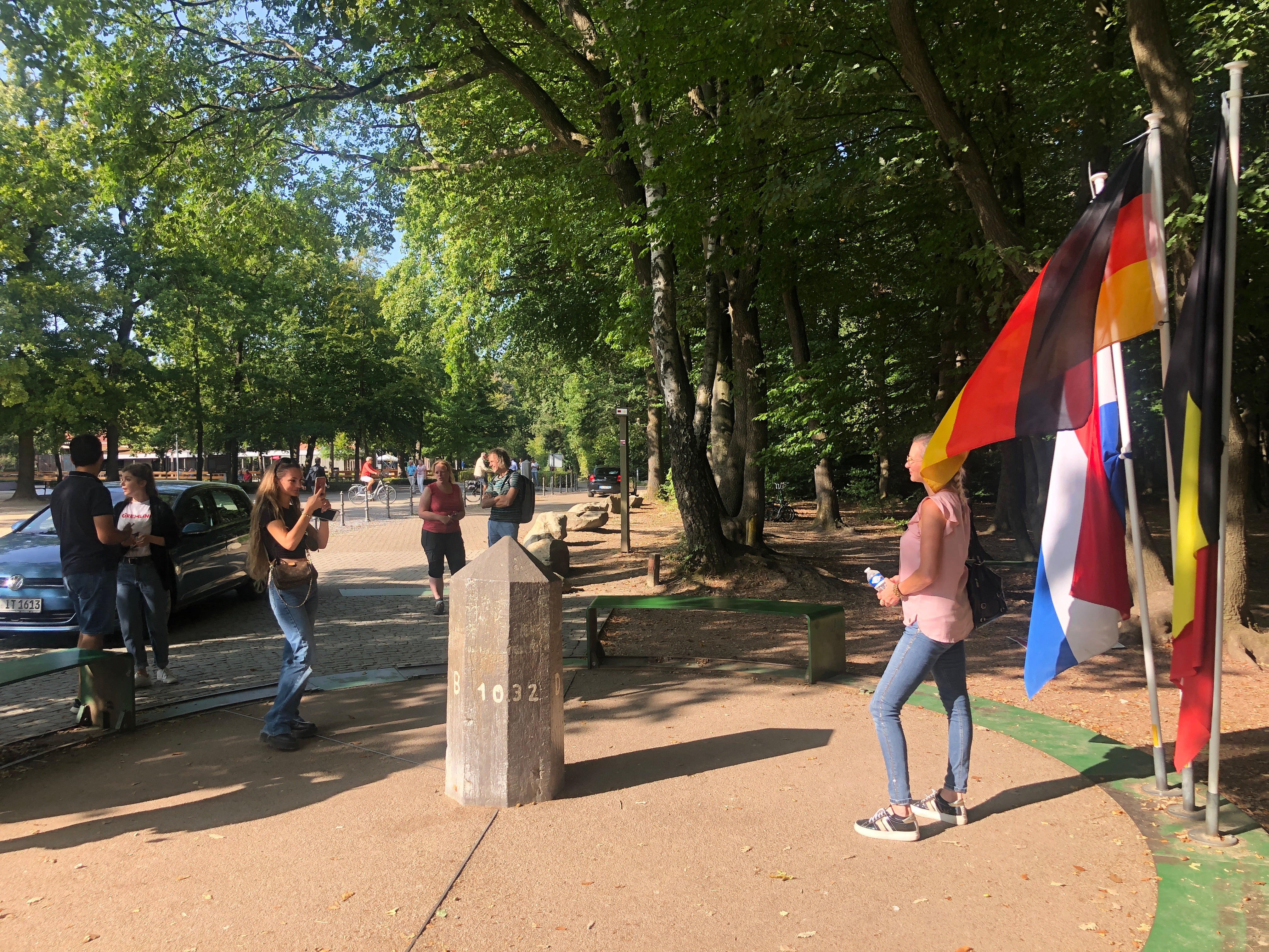 On the border: the stone marking the point where Germany meets Belgium and the Netherlands