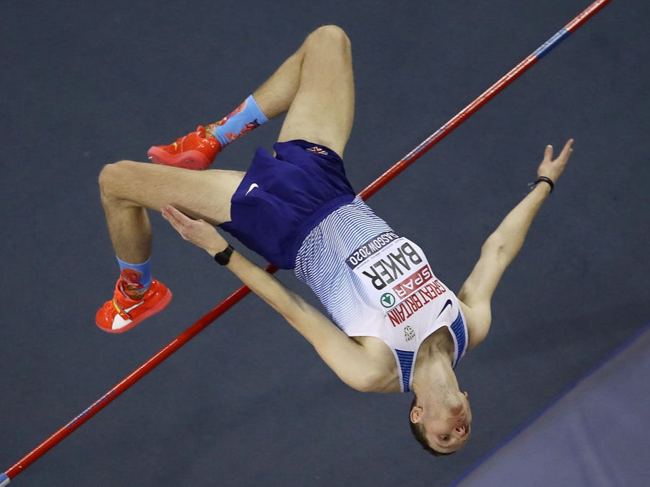 Chris Baker competes in the men’s high jump