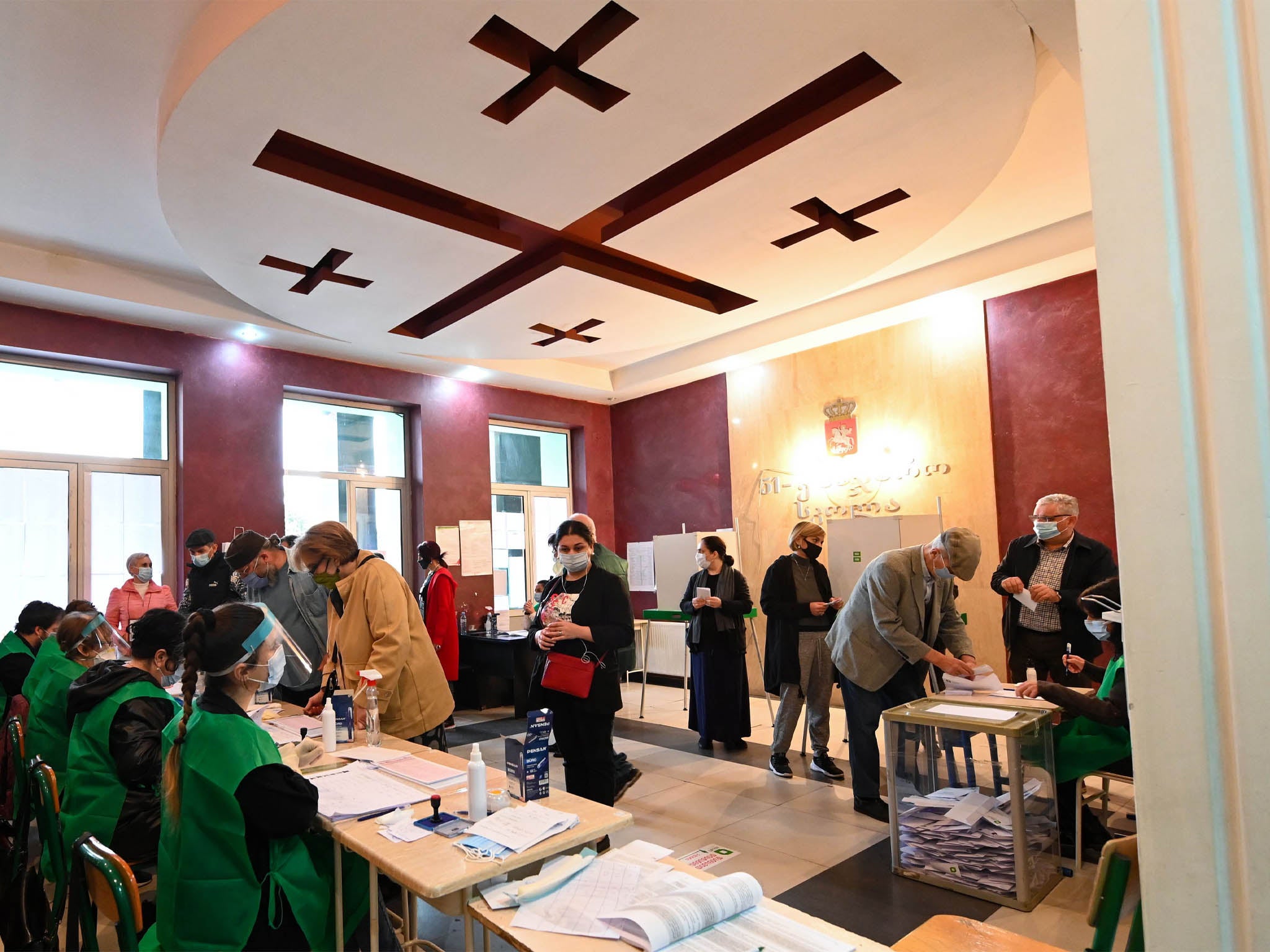 A polling station during Georgia’s parliamentary election in Tbilisi on 31 October, 2020