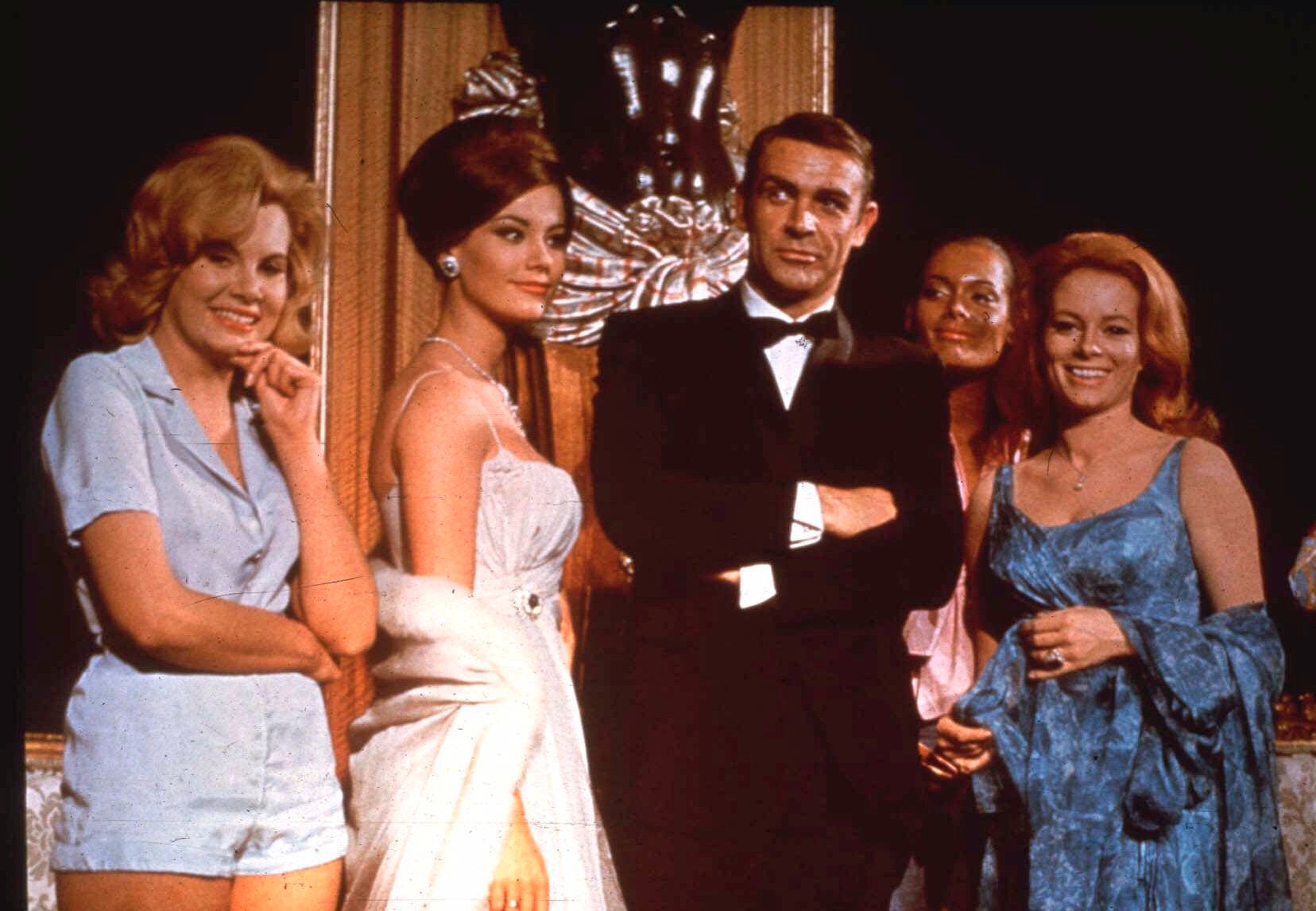 Sean Connery and fellow cast members – including Molly Peters (Patricia Fearing), left – promote the new 007 adventure ‘Thunderball’ in 1965