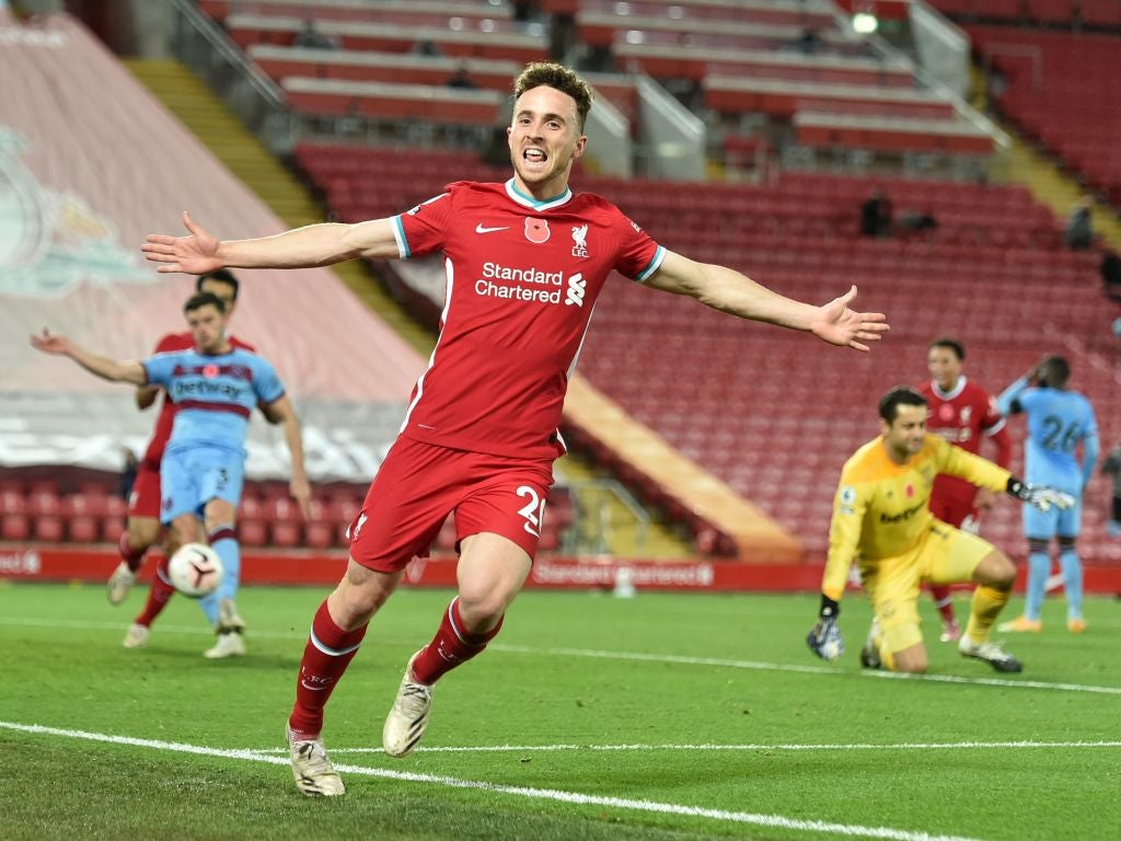 Diogo Jota celebrates for Liverpool