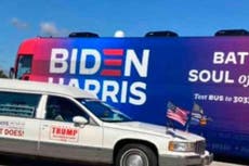 Trump appears to praise supporters filmed ambushing Biden campaign bus