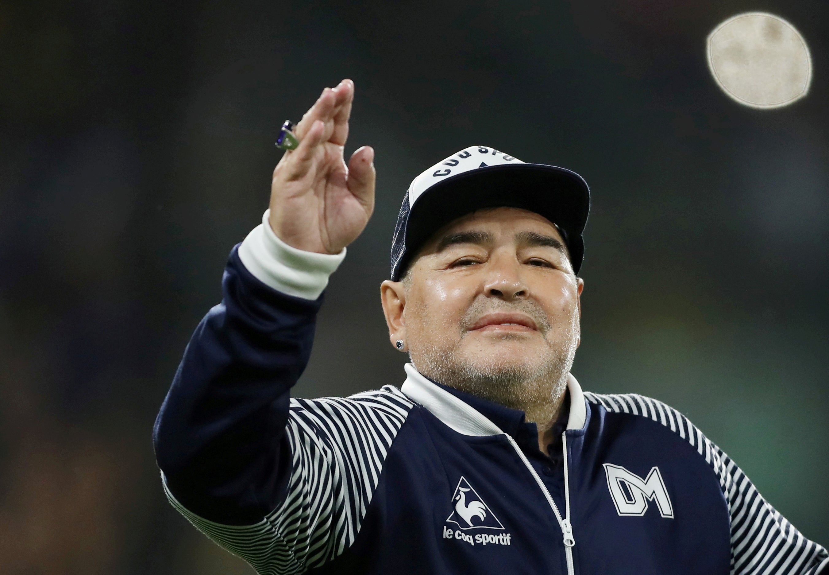 Diego Maradona at a Boca Juniors match in March