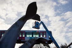 Dutch train caught by whale sculpture to be salvaged 