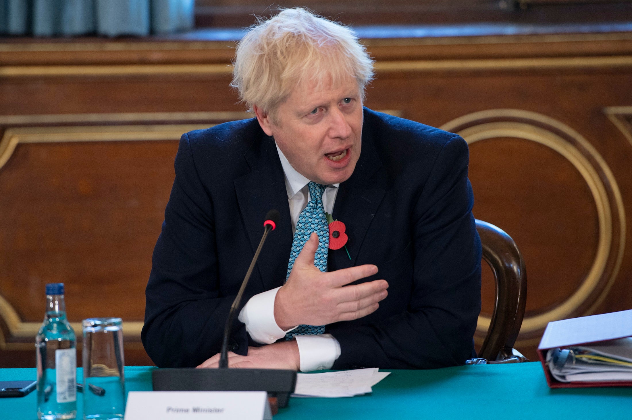 Boris Jonson speaking to cabinet