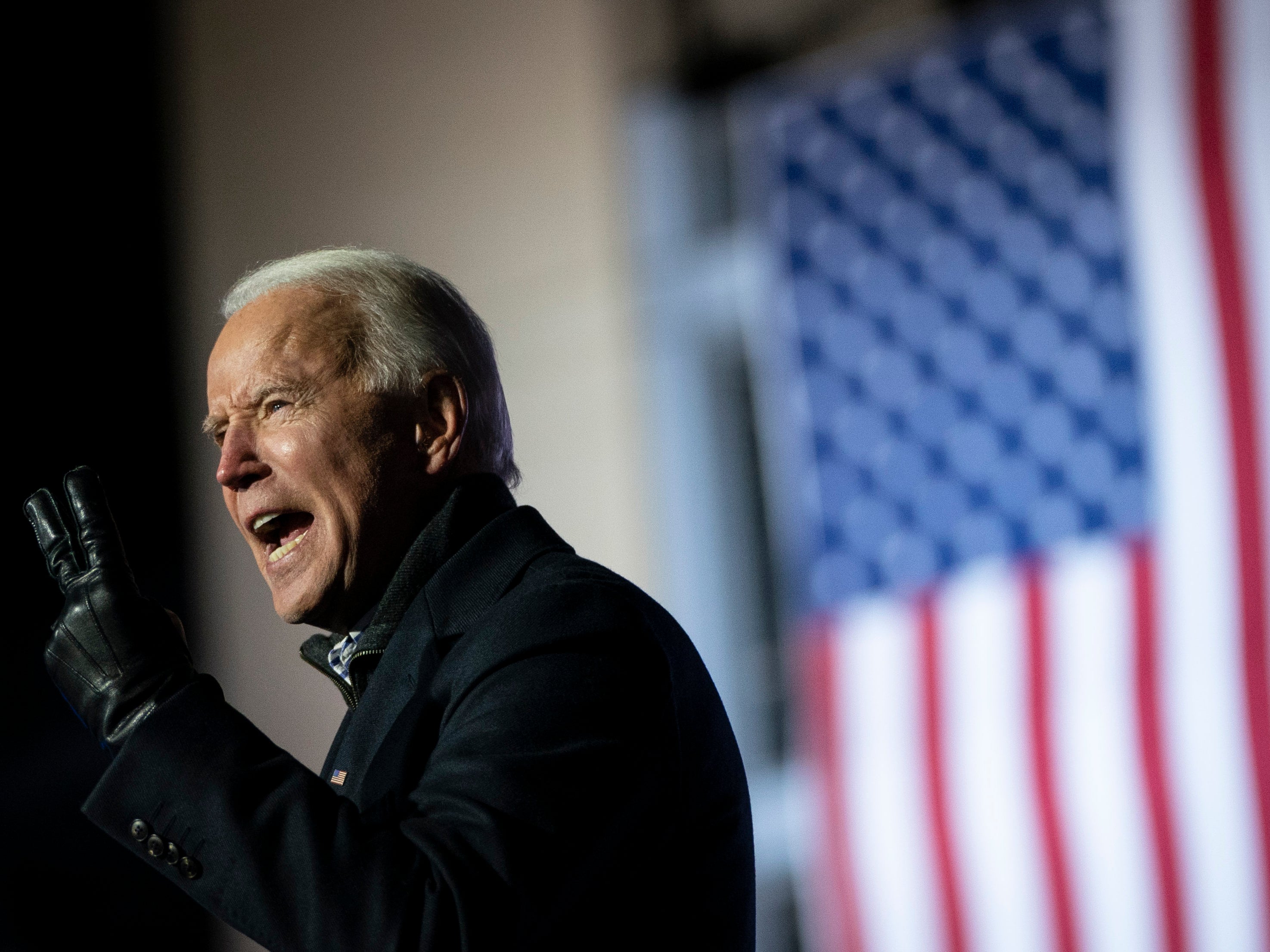 Joe Biden addressing crowd at campaign rally in Pittsburgh, Pennsylvania 2 November, 2020