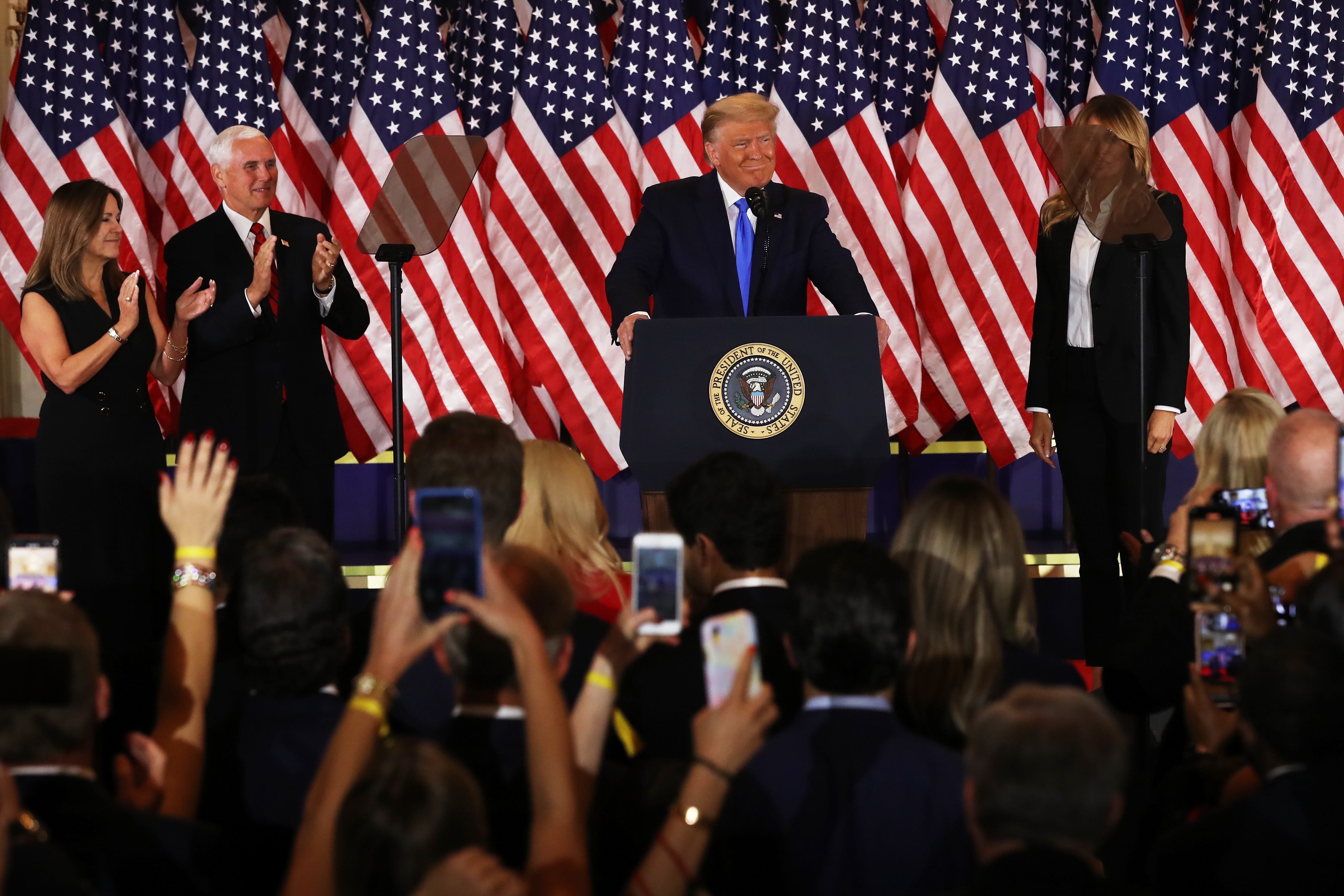 Donald Trump giving an election night speech from the White House