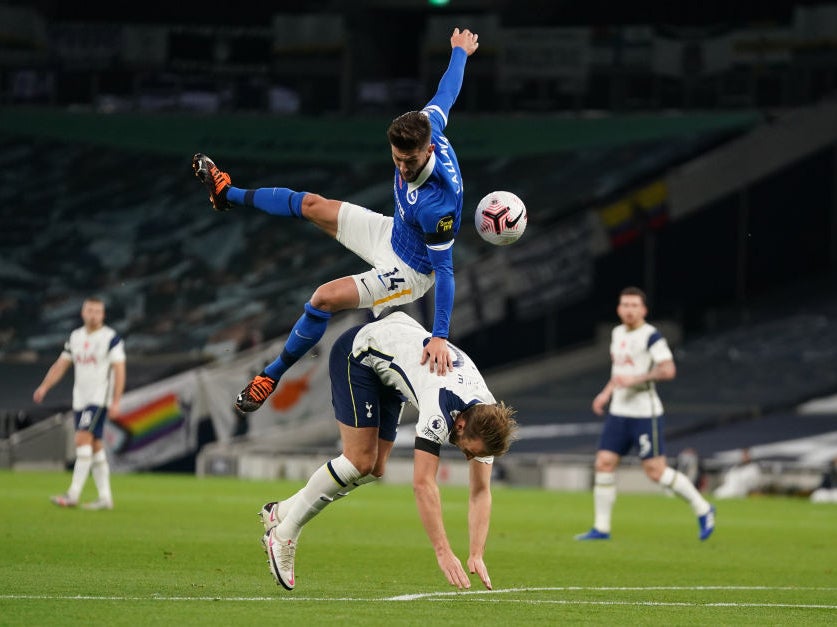 Adam Lallana was adjudged to have fouled Harry Kane