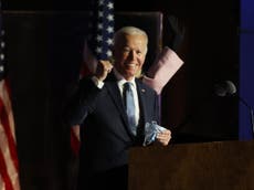 Joe Biden on ‘clear path to victory by this afternoon’, campaign says