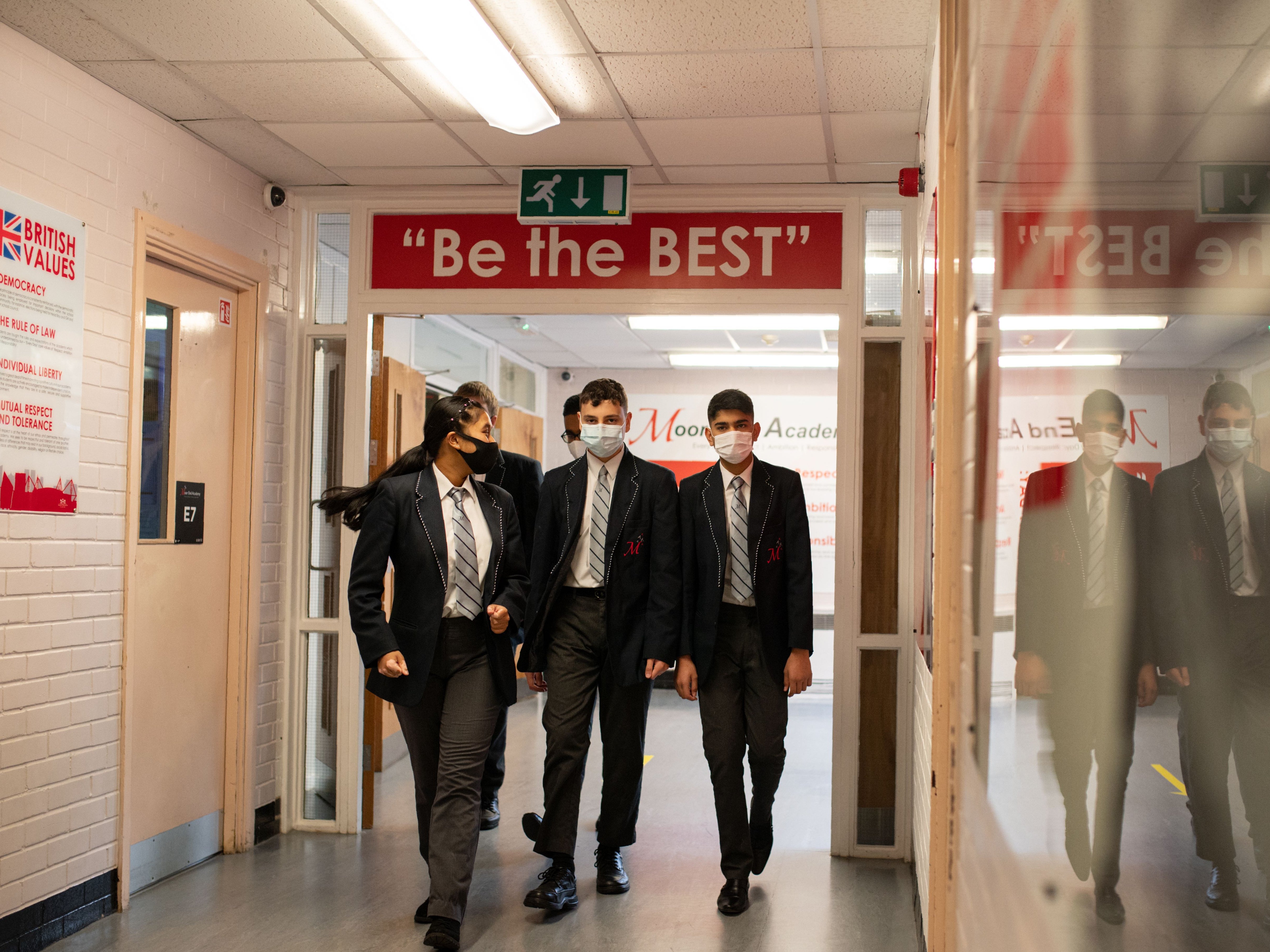 Pupils in secondary schools in England must wear face masks when moving around school