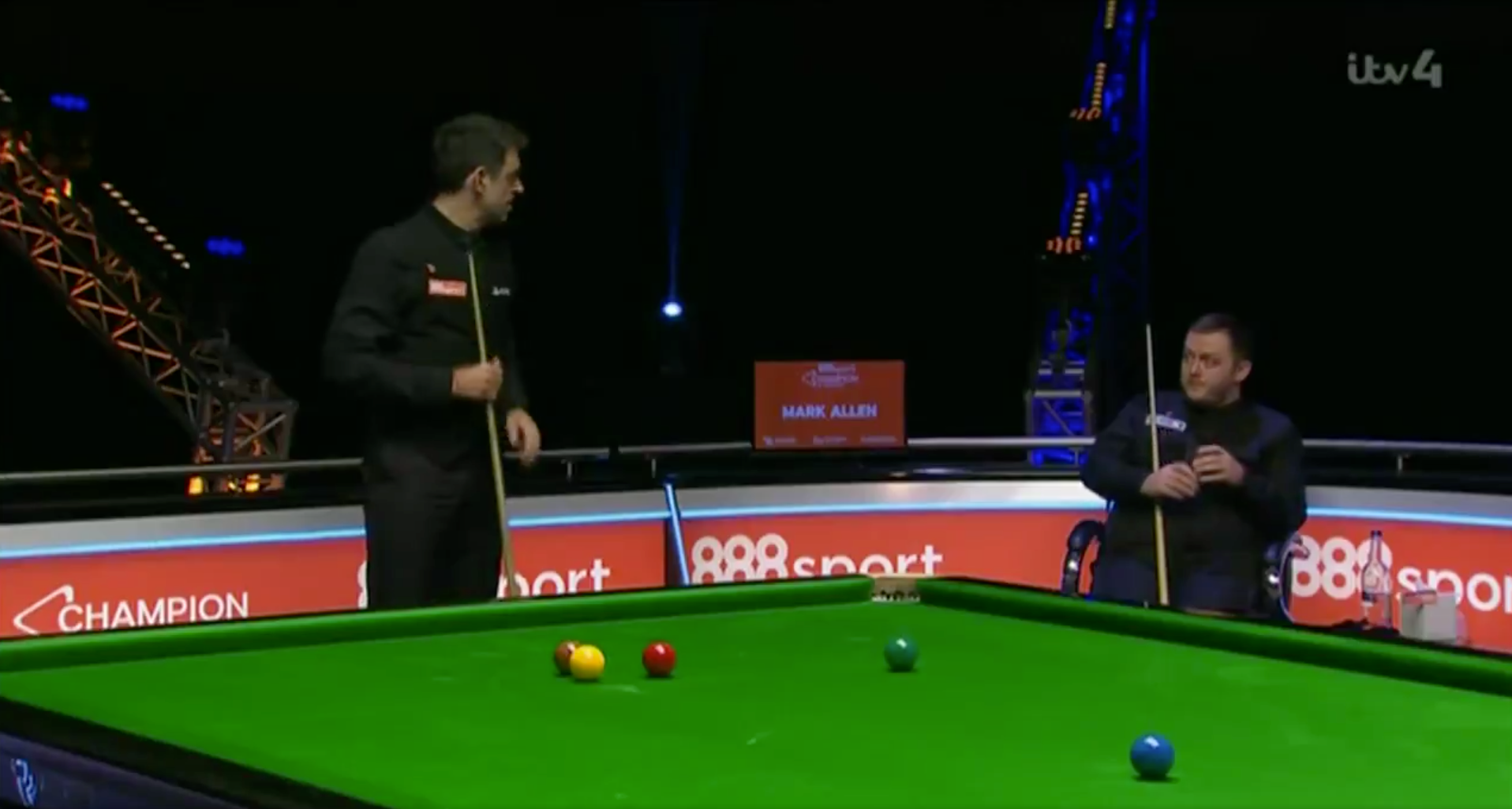 Ronnie O’Sullivan argues with Mark Allen for allegedly moving during his shots during their Champions of Champions clash