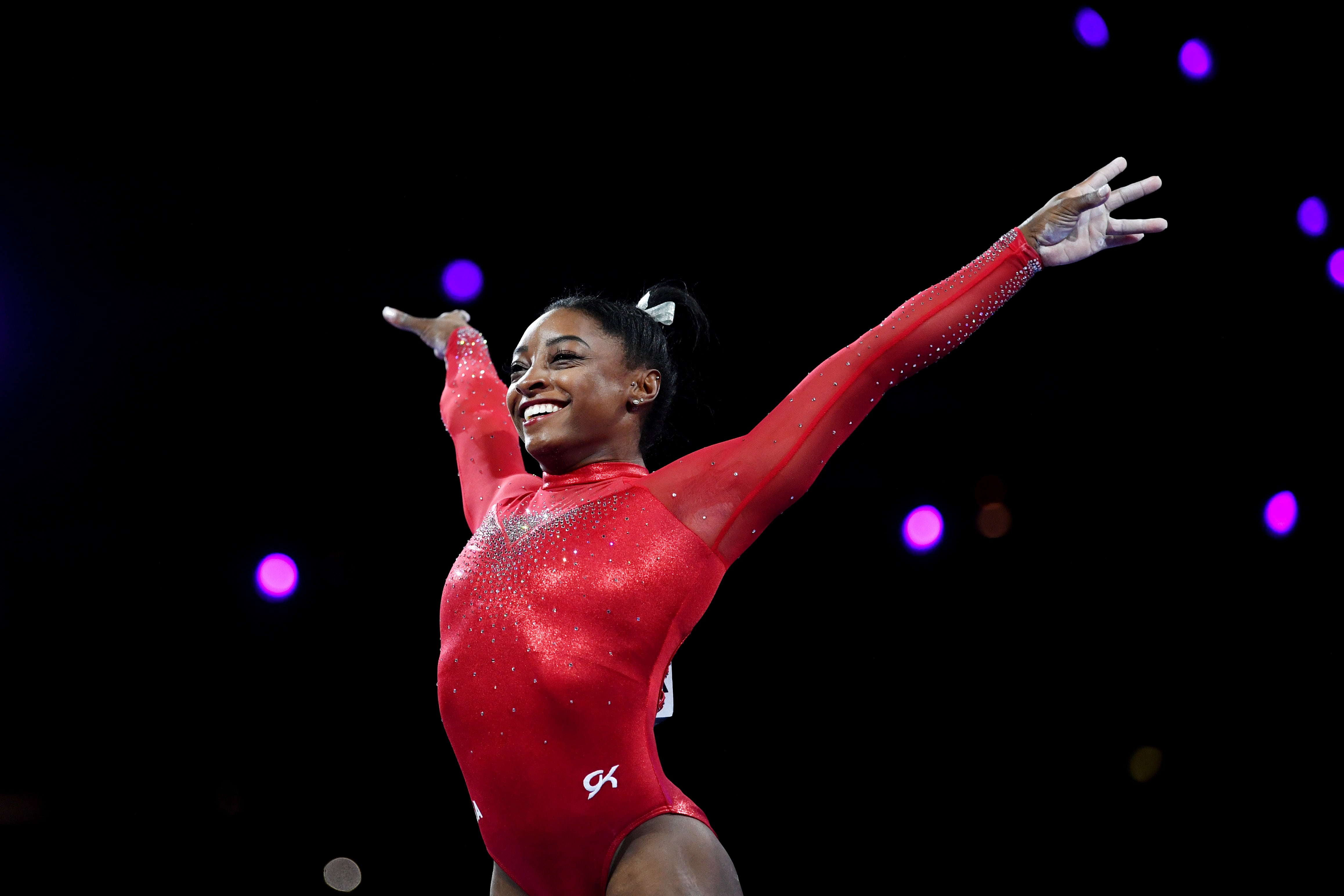 Simone Biles and Jonathan Van Ness do all their own stunts in the advert for the food delivery service