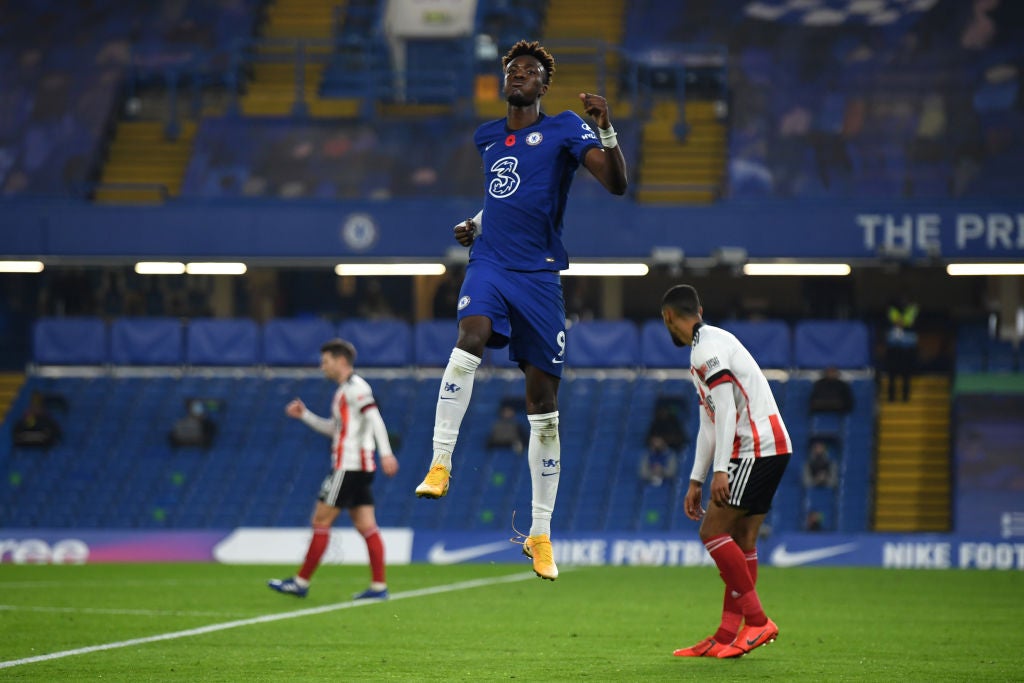 Tammy Abraham celebrates his goal for Chelsea