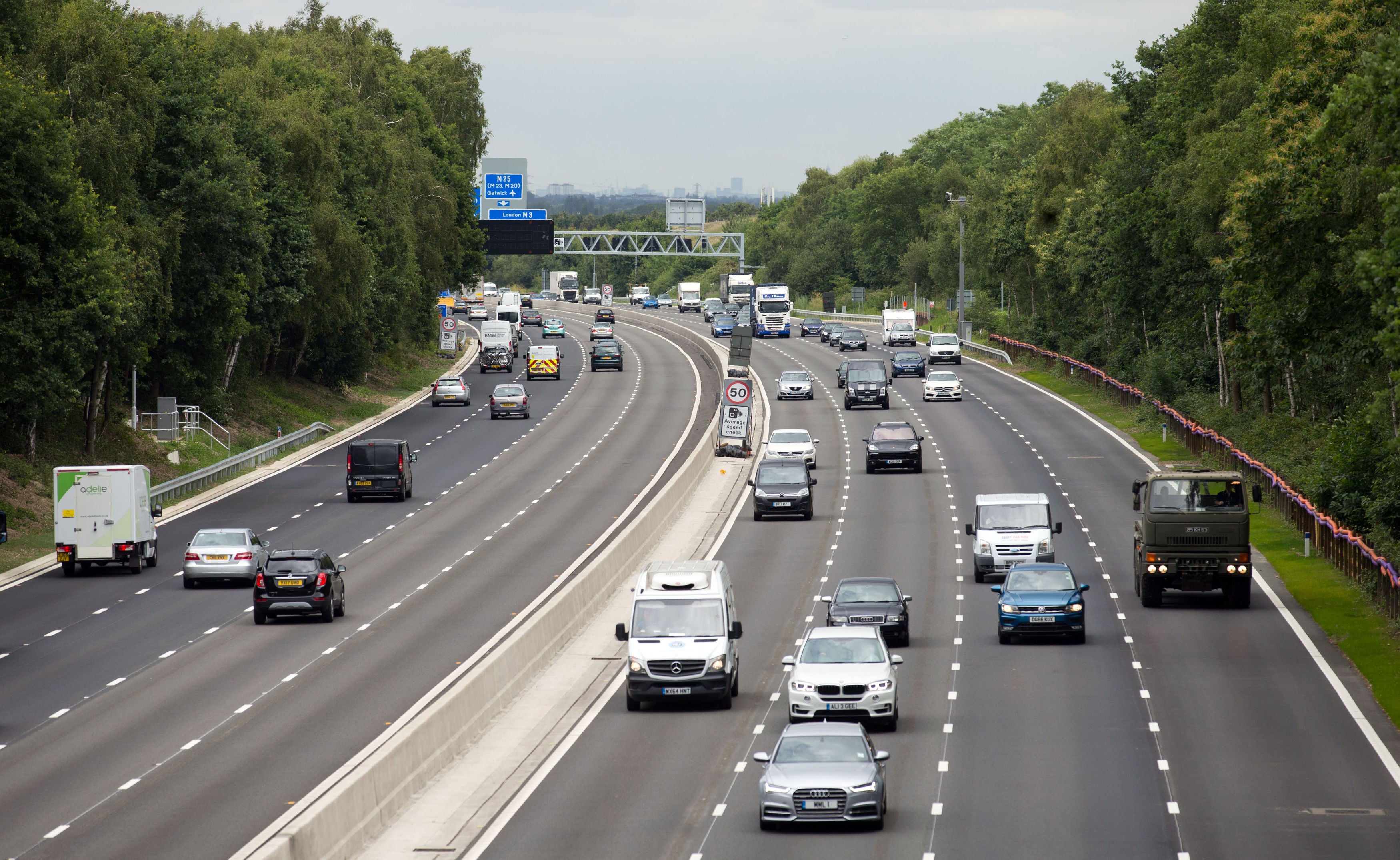 A picture shows a stretch of the 13.4-mile-long M3 ‘smart’ motorway in Surrey on 4 July, 2017.