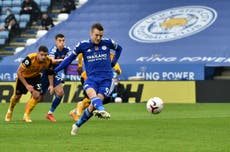 Vardy scores one penalty and misses another as Foxes see off Wolves