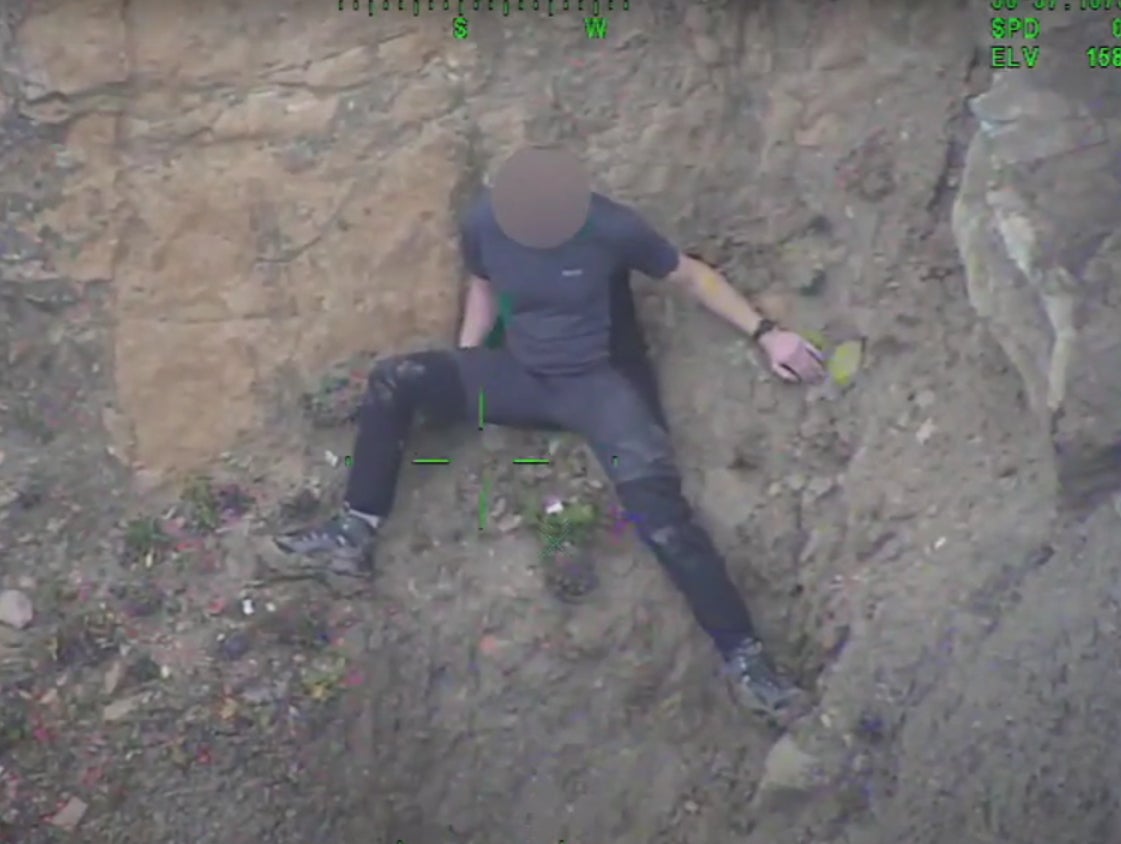 Man rescued by helicopter after getting stuck 70ft up cliff