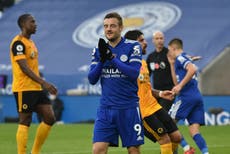 Rodgers hails injury-hit Leicester’s resilience as Vardy puts them top