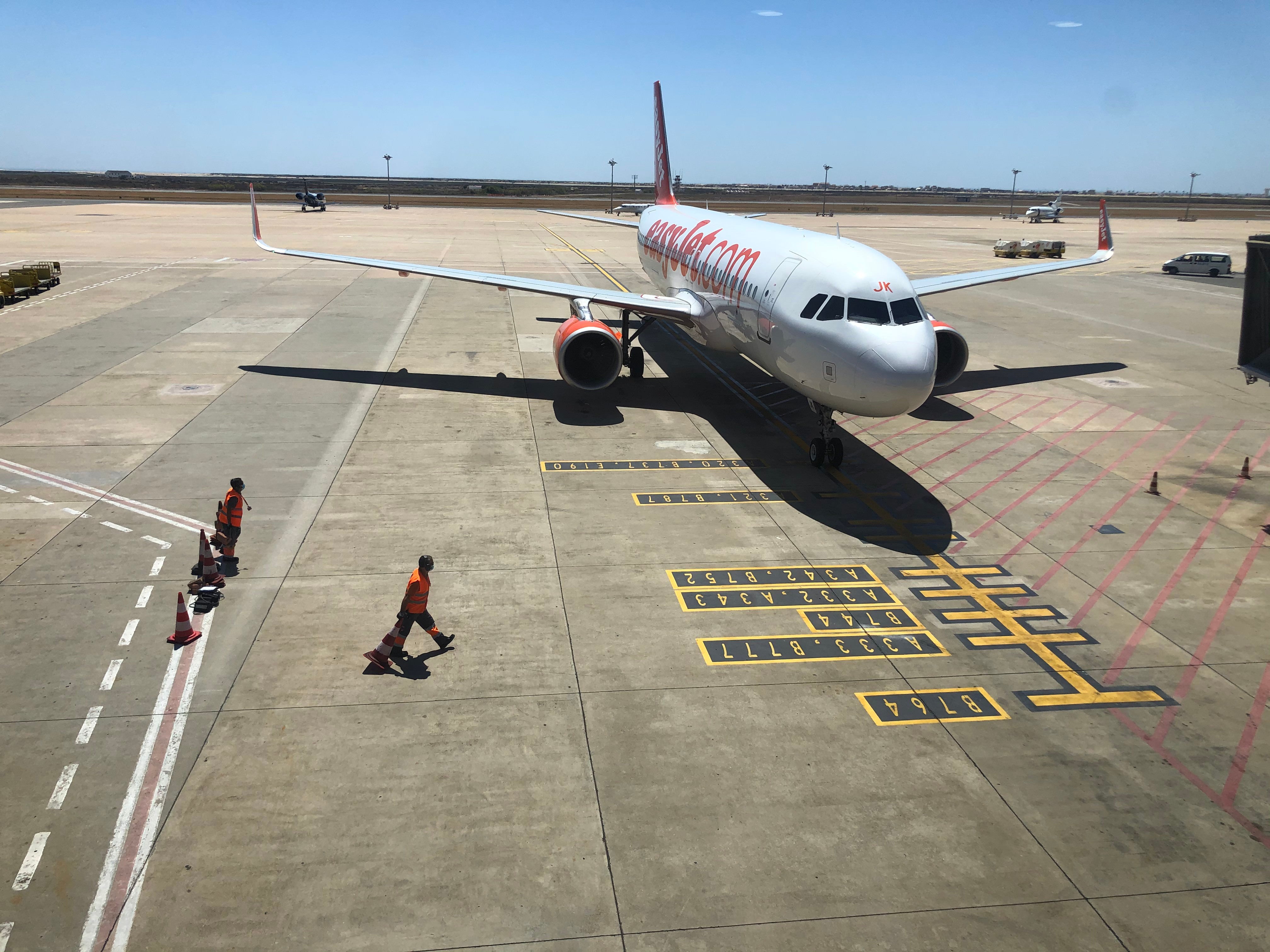 Waiting game: an easyJet aircraft at Faro in Portugal