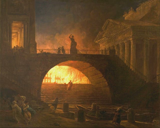 <p>great-fire-rome-1.jpg</p><p>The flames that changed the history of an empire. The Great Fire of Rome, as portrayed in an 18th-century painting by the French artist, Hubert Robert.</p>