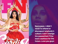 Cardi B apologises after being accused of cultural appropriation