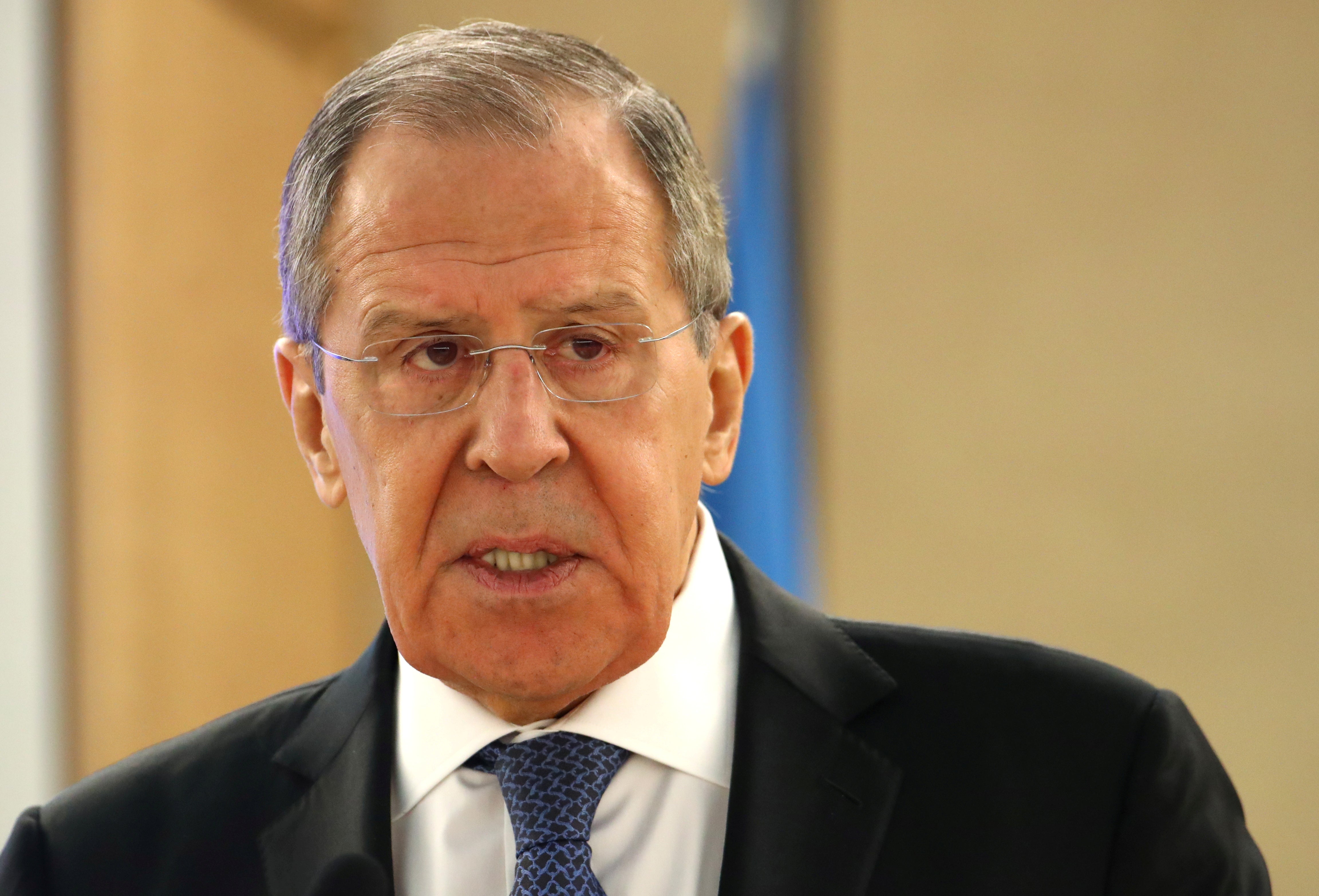 Russian foreign minister Sergei Lavrov pictured in Geneva, Switzerland, on 25 February, 2020.