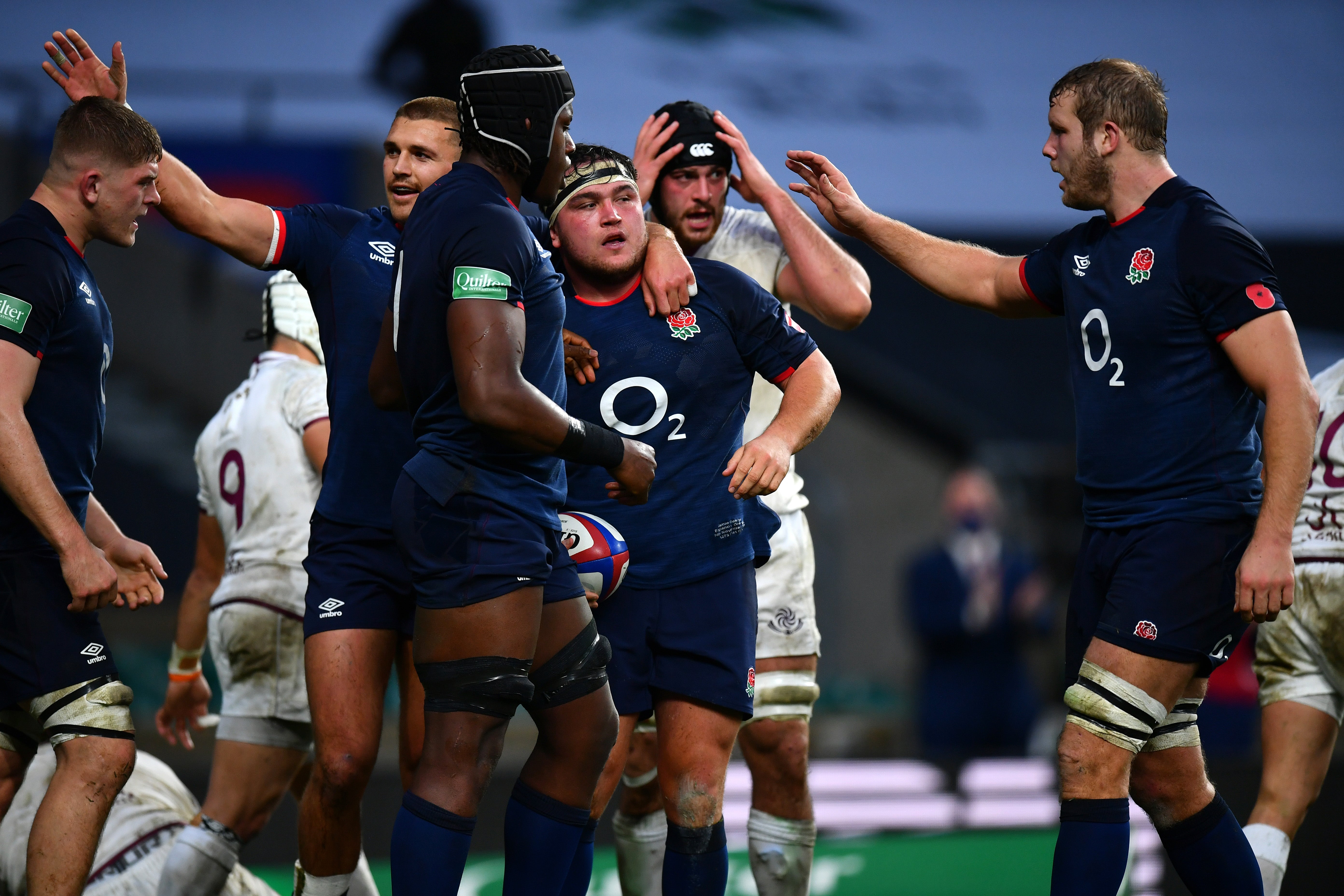 Jamie George scored a hat-trick as England thrashed Georgia 40-0