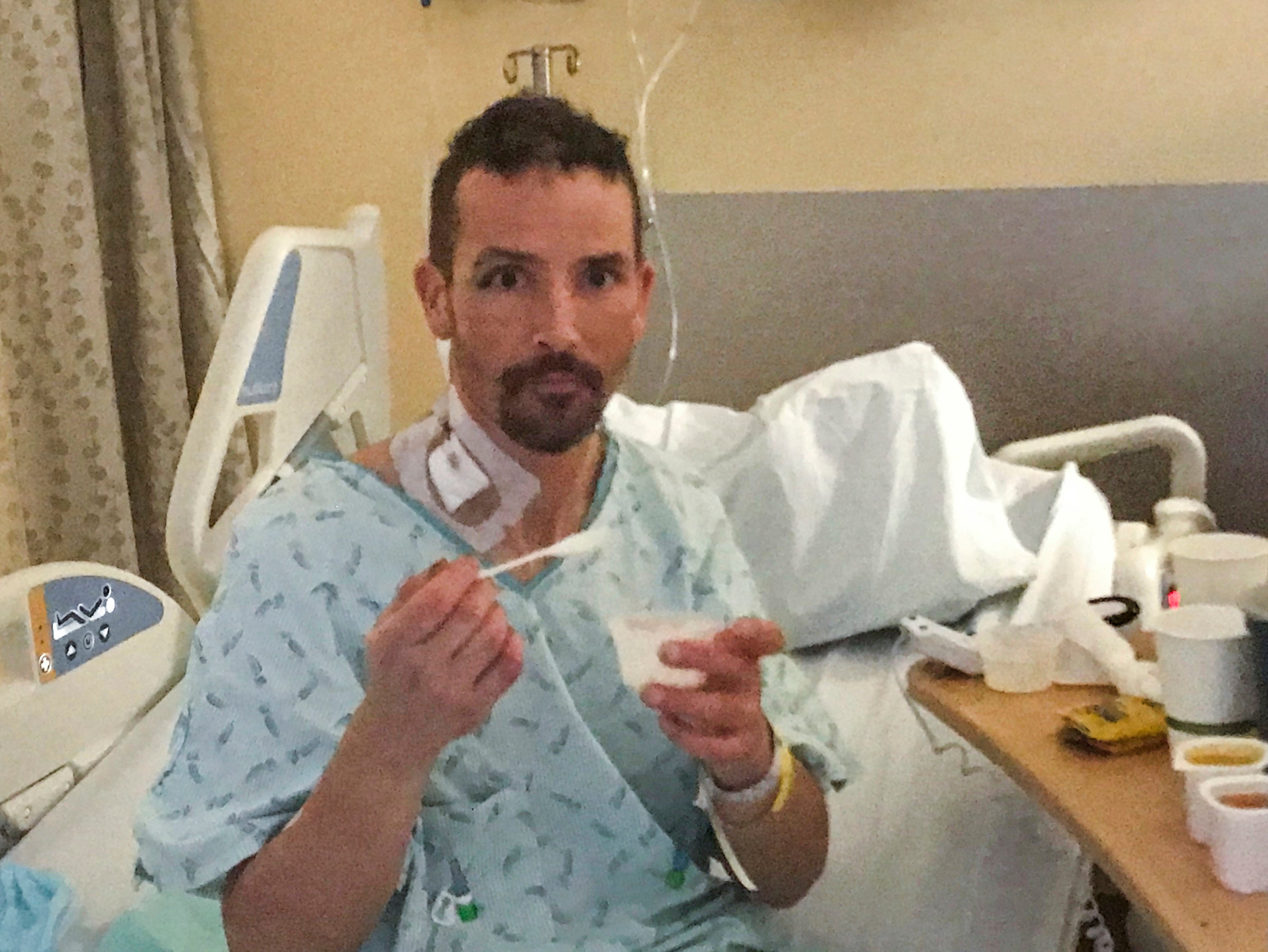 Rescued hiker Michael Knapinski, 45, of Woodinville, Washington, recovering at Harborview Medical Center in Seattle after his rescue.