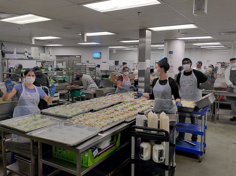 Leon’s volunteers man the kitchens at Wembley Stadium during the height of lockdown