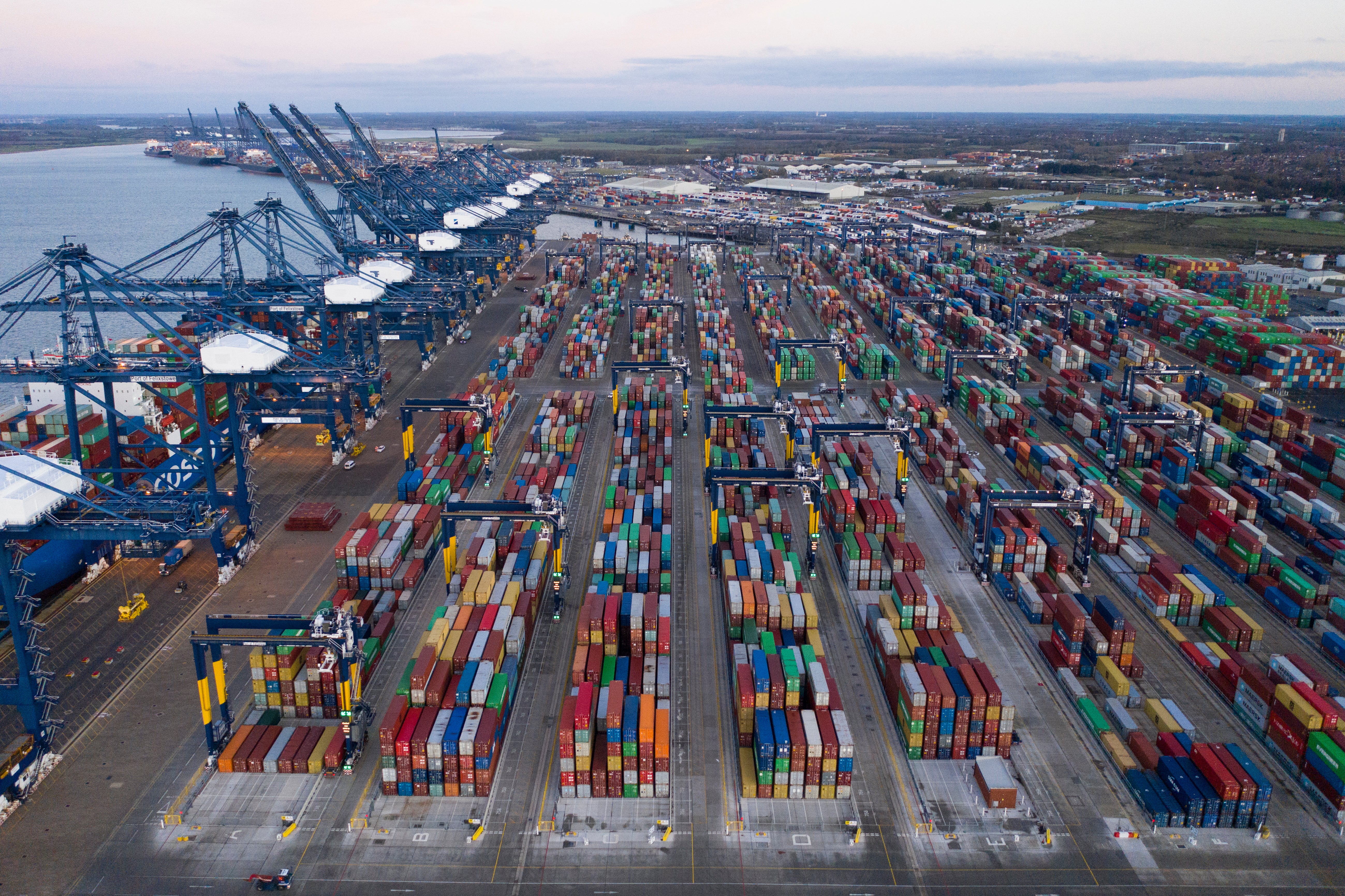 Felixtowe Container Port, which is the UK’s largest container port, through which a large share of UK imports from around the world pass