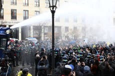 Police fire water cannon at anti-lockdown protesters in Germany