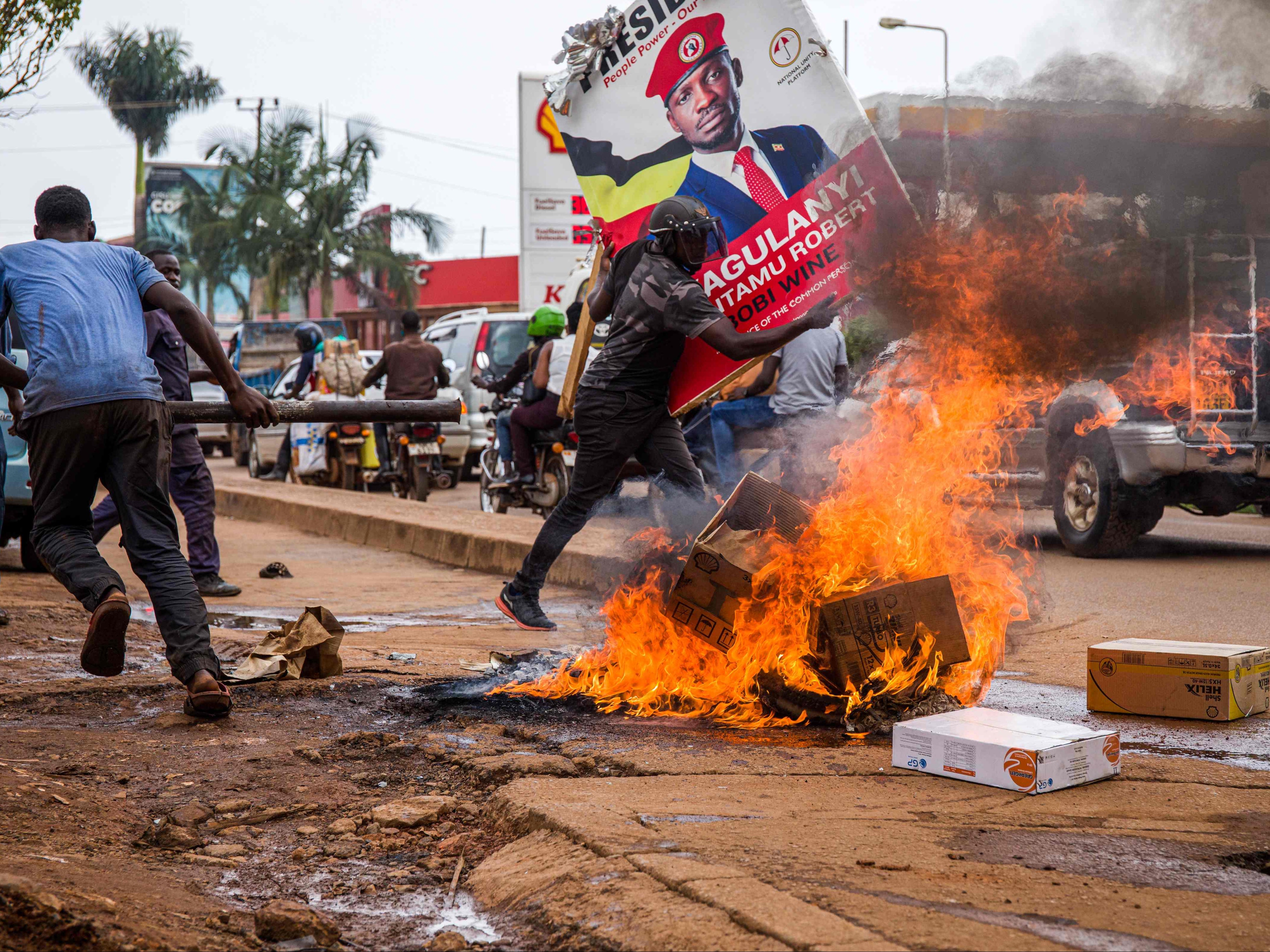 Protests have erupted in Uganda’s capital following Bobi Wine’s arrest