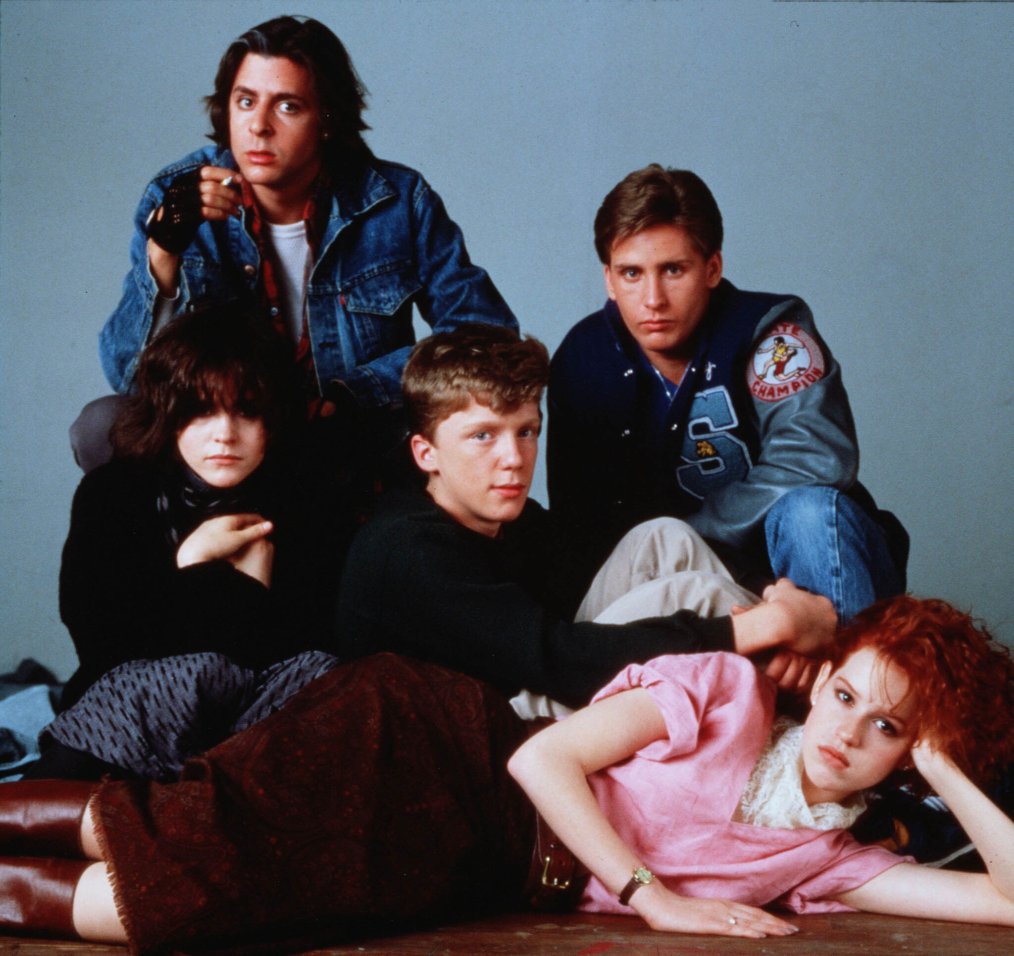 Ally Sheedy, Judd Nelson, Anthony Michael Hall, Emilio Estevez, Molly Ringwald in The Breakfast Club