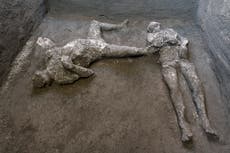 Bodies of man and his slave unearthed from ashes at Pompeii