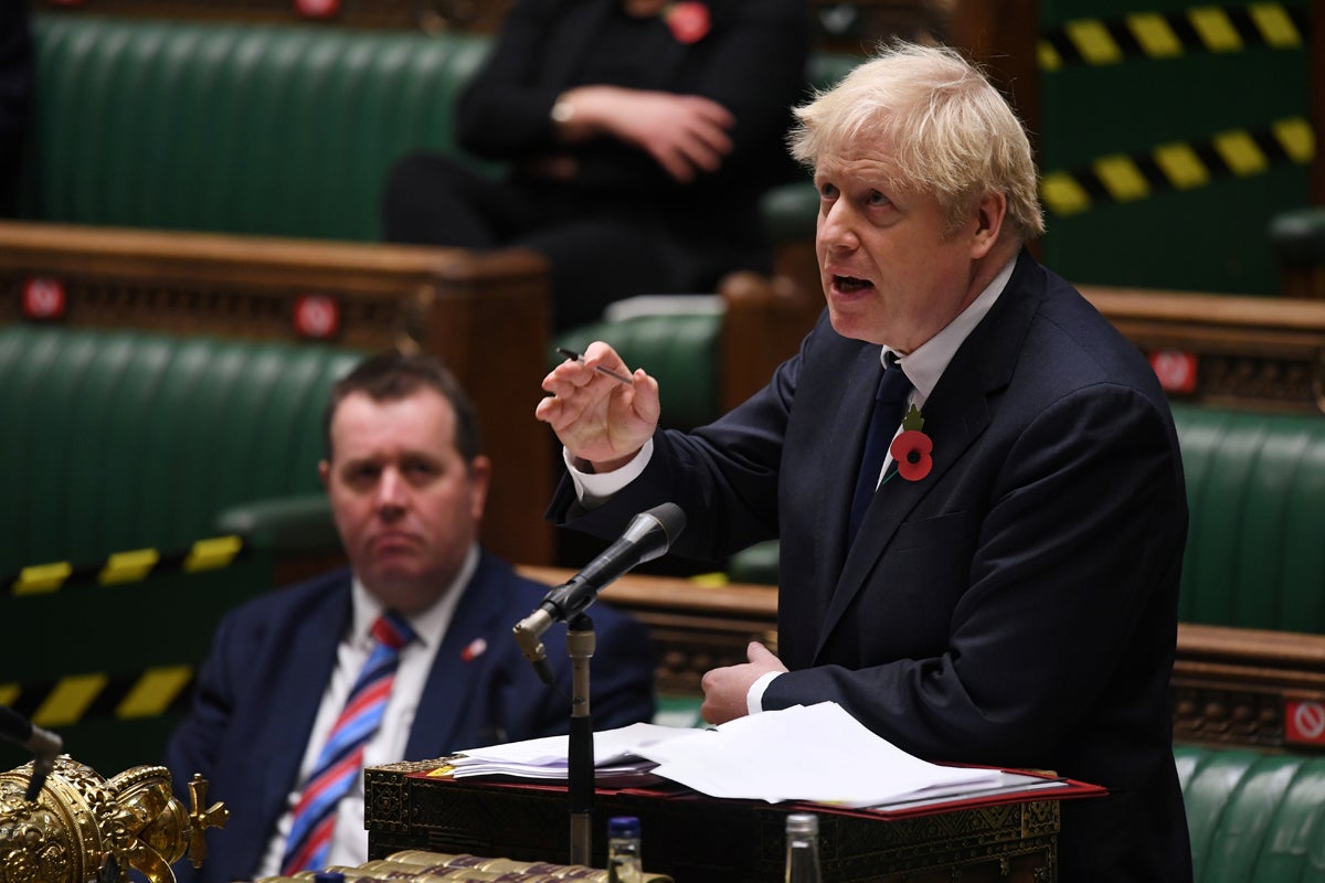 Britain's Prime Minister Boris Johnson at the House of Commons in London, Britain, November 11, 2020