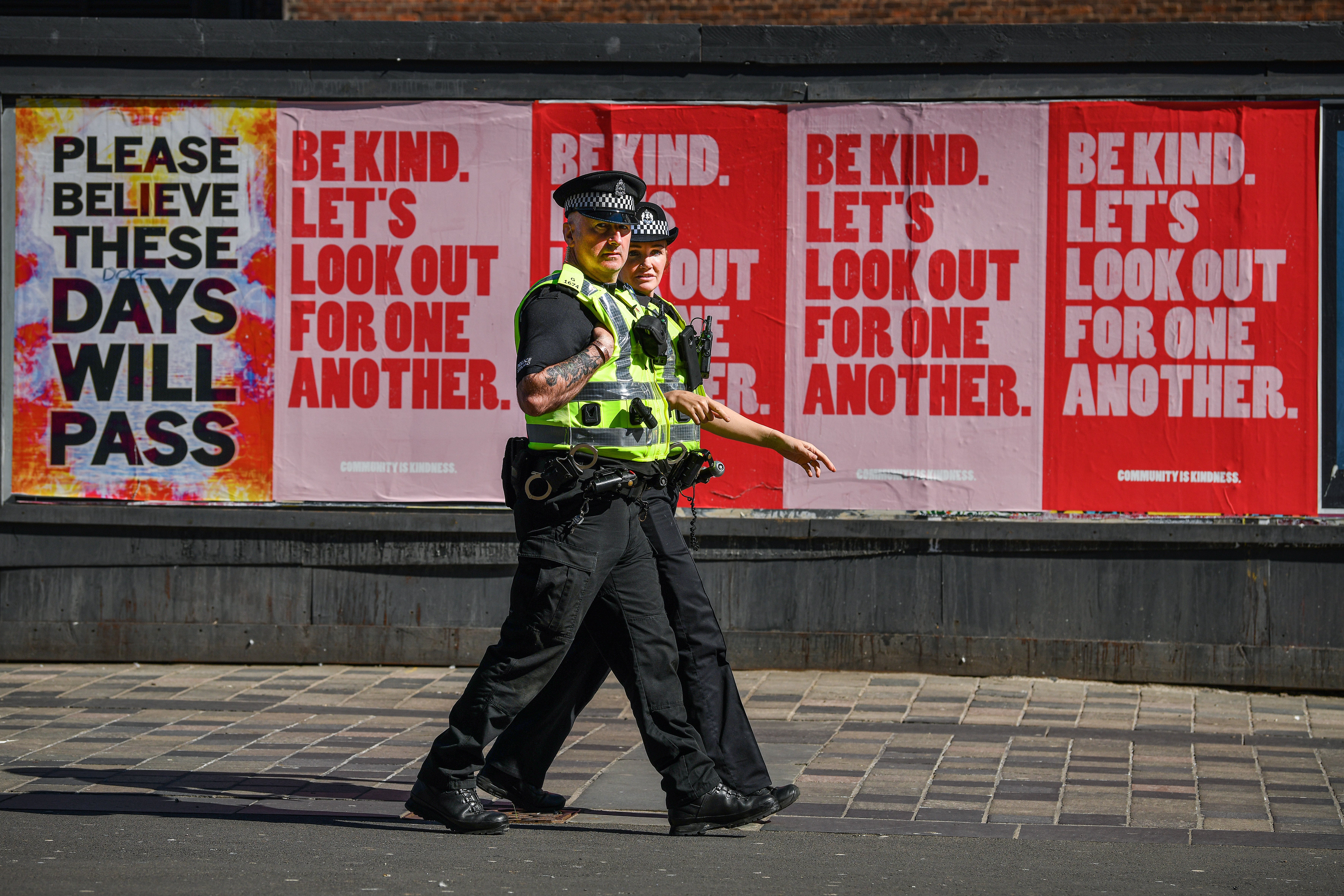 Police officers in the coronavirus lockdown