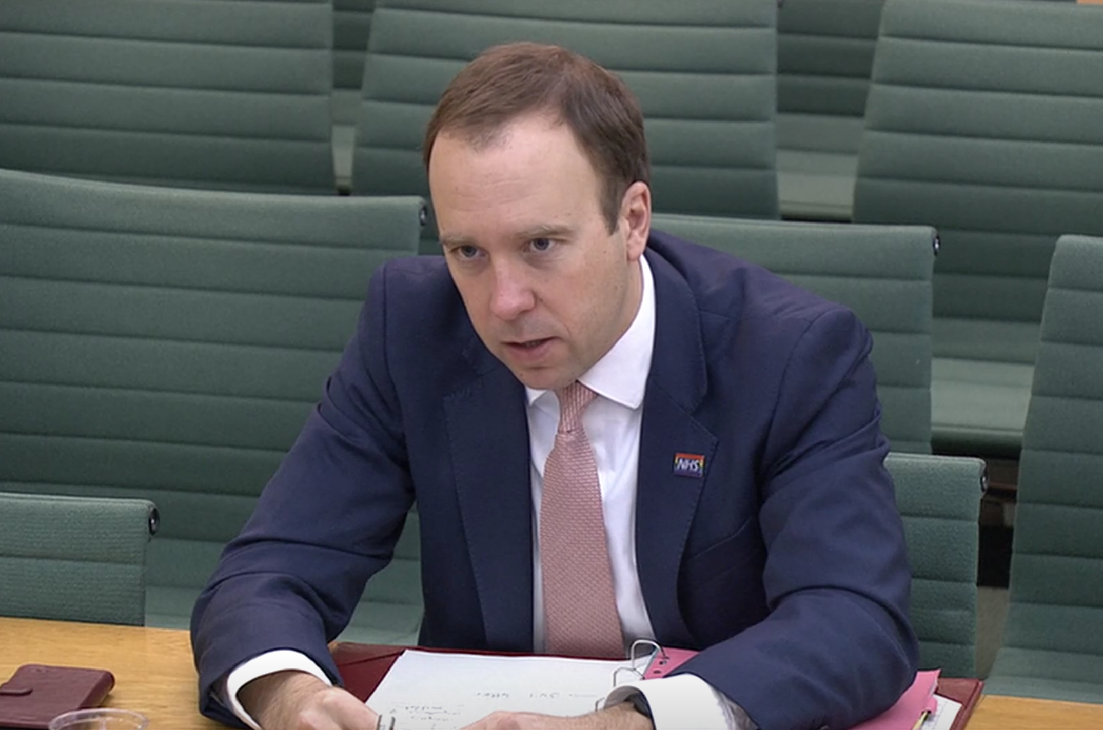 Question time: Health Secretary Matt Hancock at the Health Select Committee