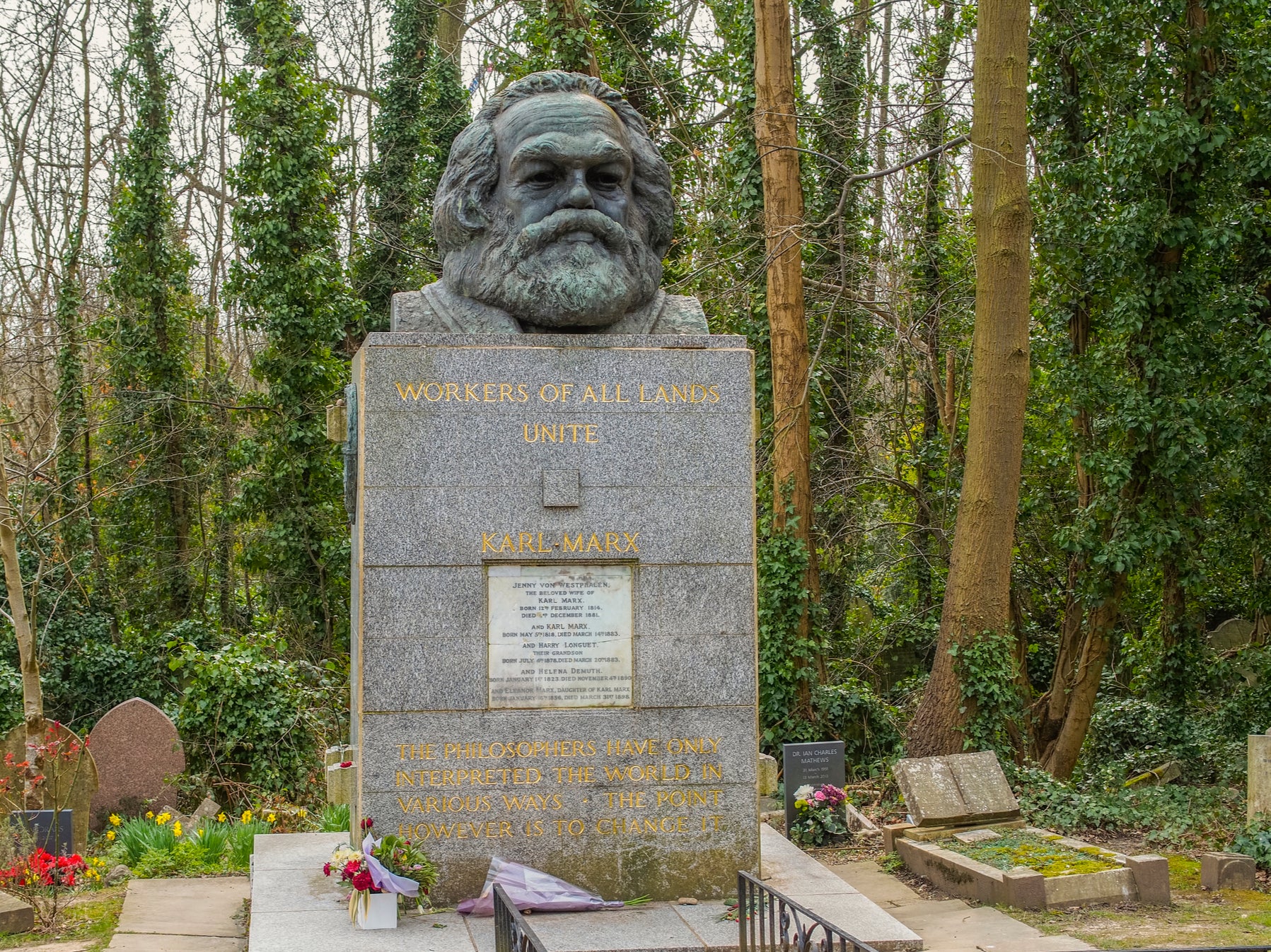 The tombstone of Karl Marx at Londons Highgate Cemetery