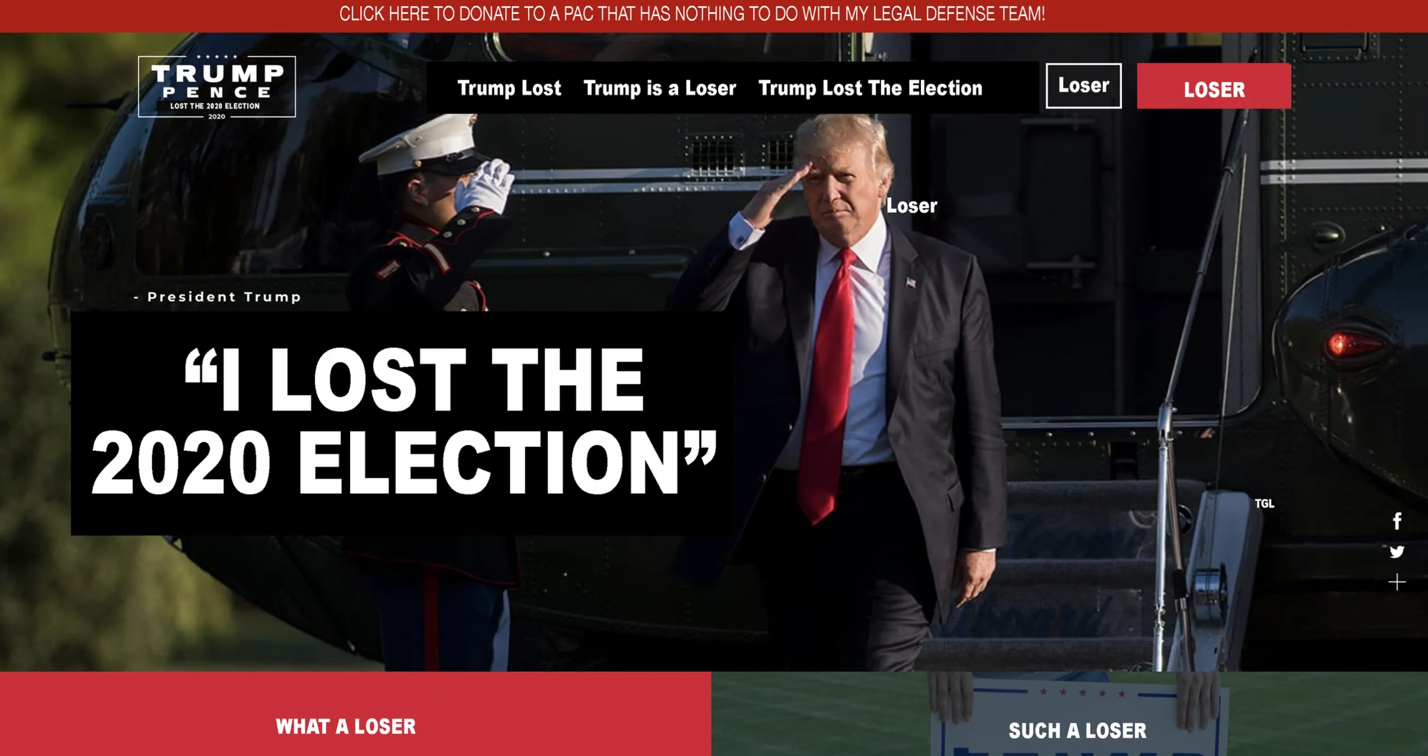 ‘I lost the election’: Trump mocked with fake 2024 campaign website